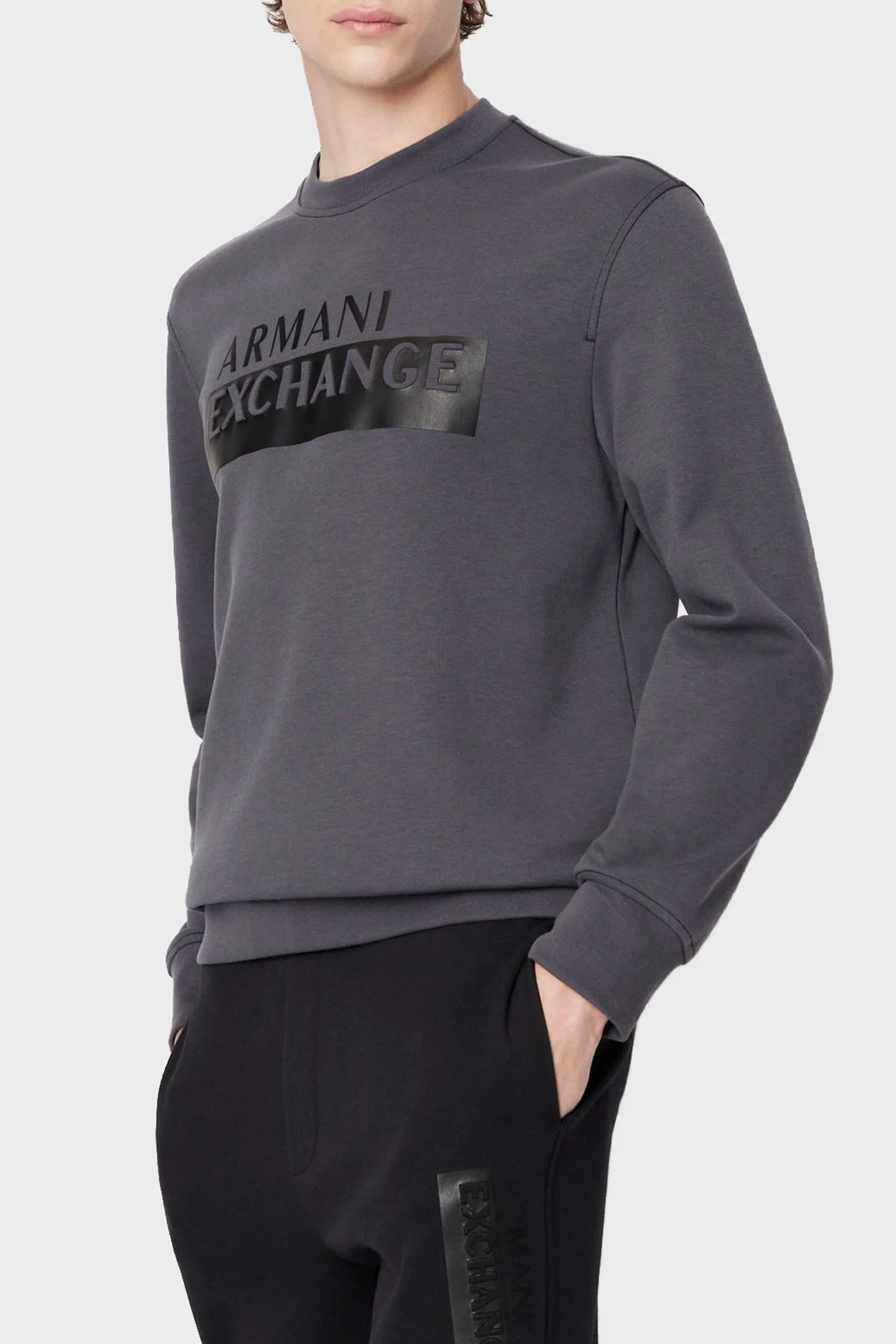 Armani Exchange Logolu Regular Fit Bisiklet Yaka Pamuklu Erkek Sweat 6LZMBE ZJCAZ 1978 ANTRASİT - 5