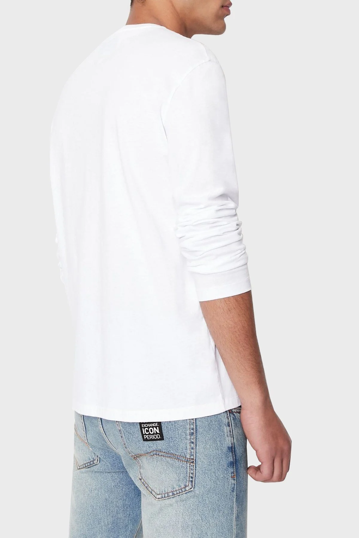 Armani Exchange Logolu Regular Fit Bisiklet Yaka Uzun Kollu % 100 Pamuk Erkek T Shirt 8NZTPL ZJH4Z 1100 BEYAZ - 3