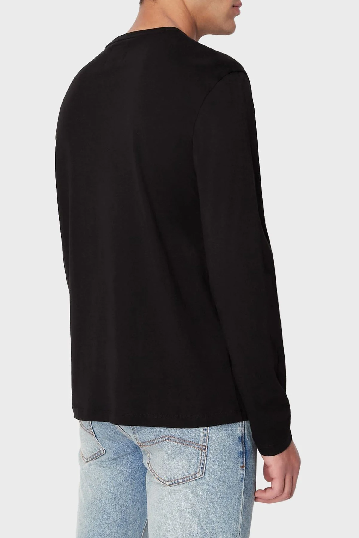 Armani Exchange Logolu Regular Fit Bisiklet Yaka Uzun Kollu % 100 Pamuk Erkek T Shirt 8NZTPL ZJH4Z 1200 SİYAH - 3
