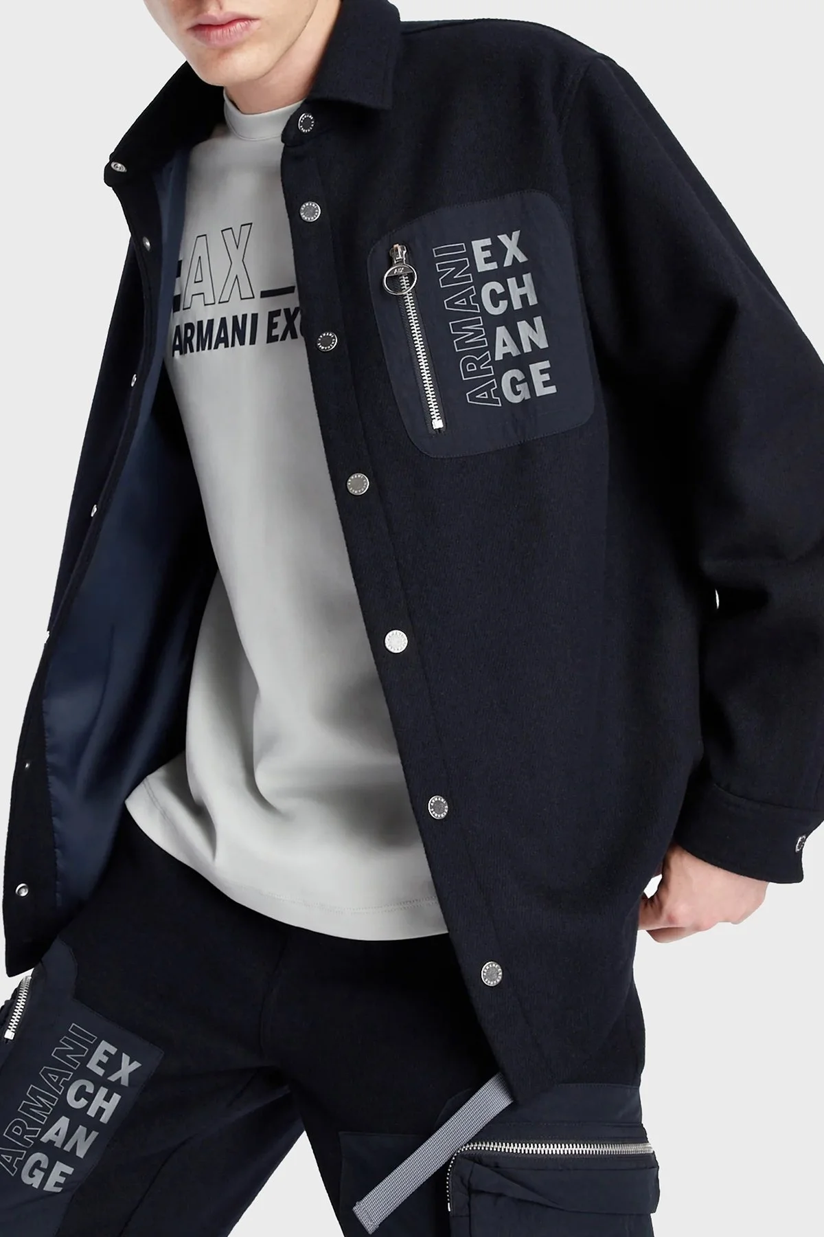 Armani Exchange Logolu Regular Fit Cepli Erkek Gömlek Ceket 6LZB39 ZNIHZ 1510 LACİVERT - 2