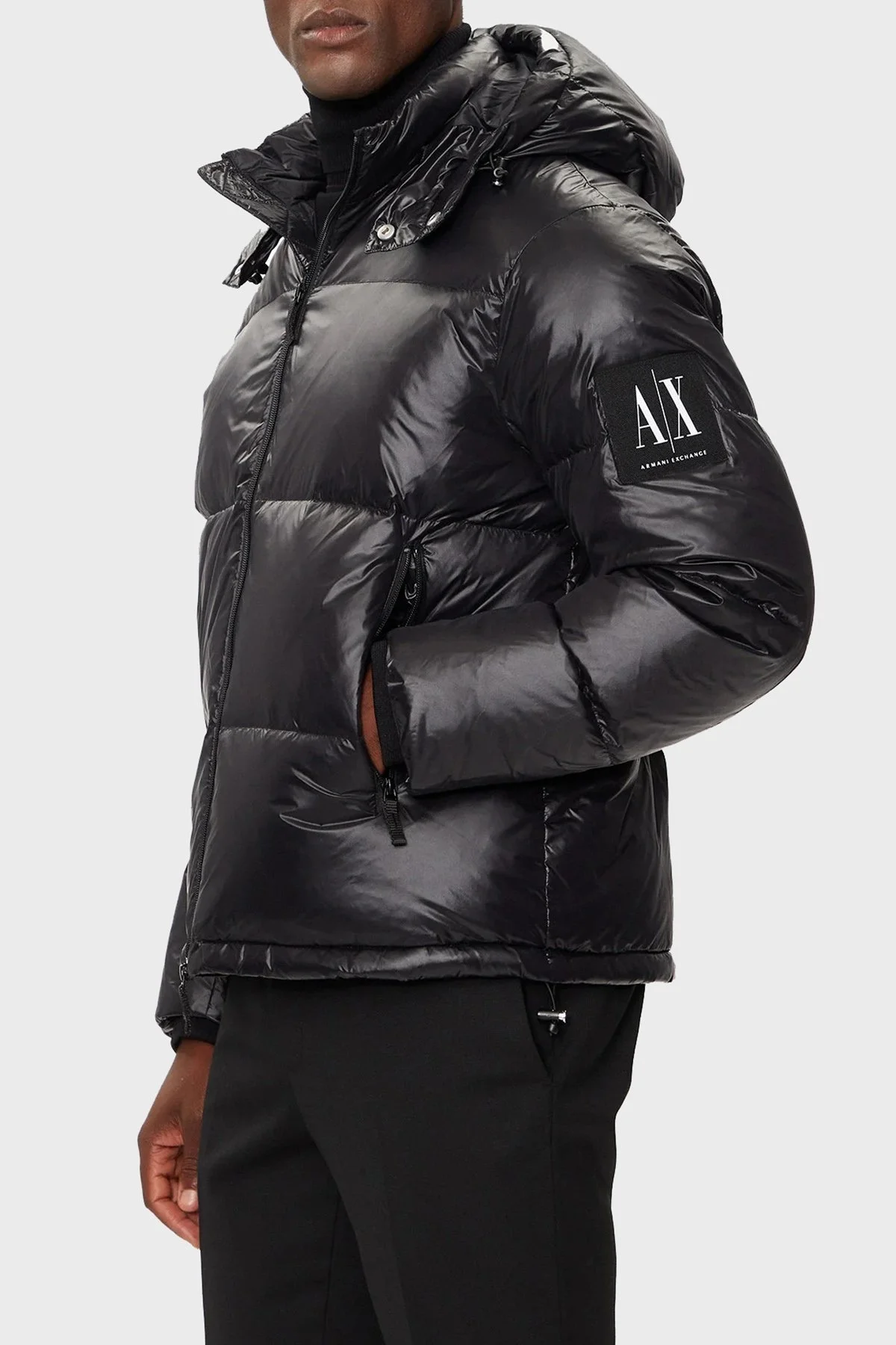 Armani Exchange Logolu Regular Fit Çıkarılabilir Kapüşonlu Şişme Erkek Mont 8NZB70 ZNYNZ 1832 HAKİ - 1