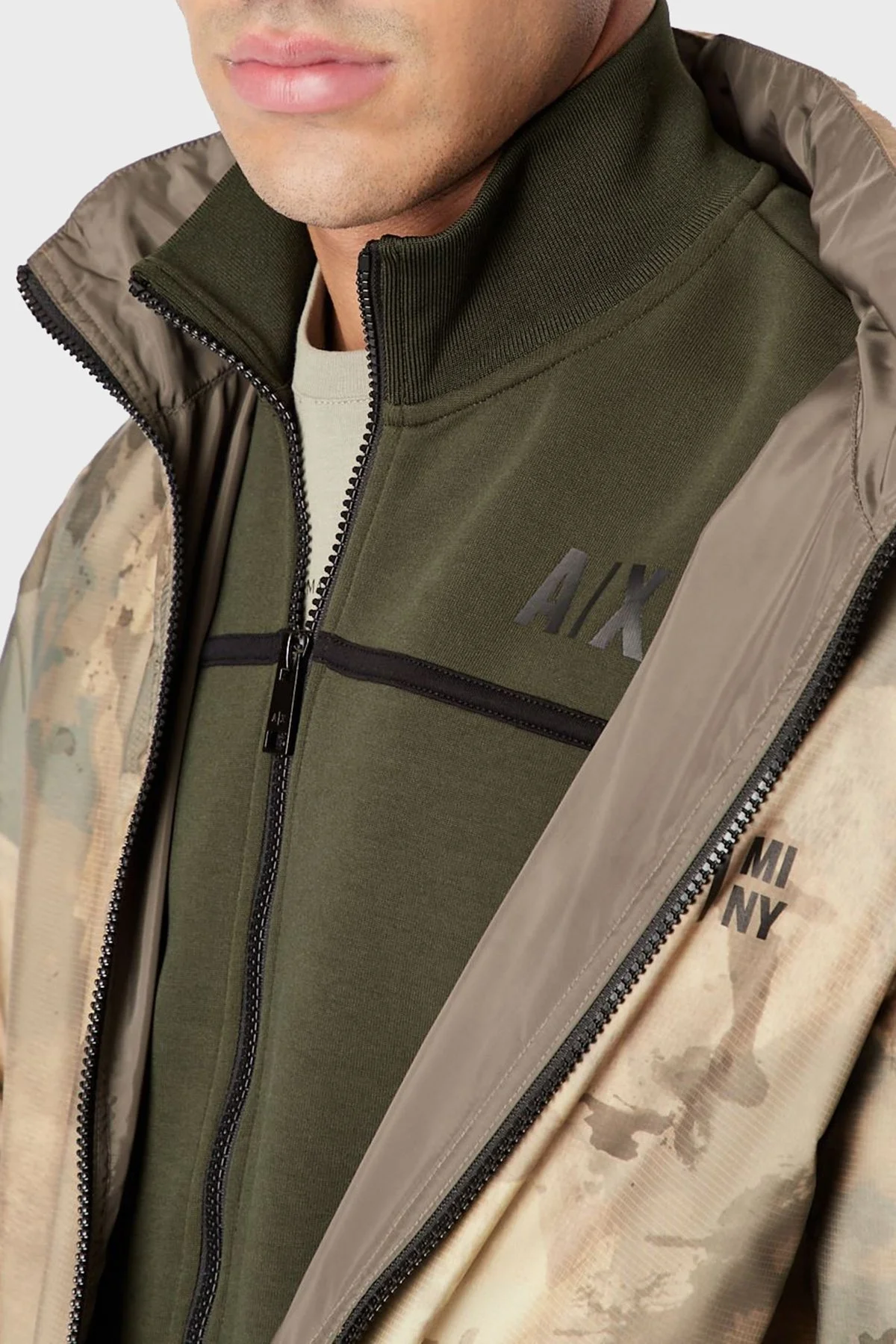 Armani Exchange Logolu Regular Fit Dik Yaka Cepli Pamuklu Erkek Sweat 6LZMFD ZJ5NZ 1851 HAKİ - 2