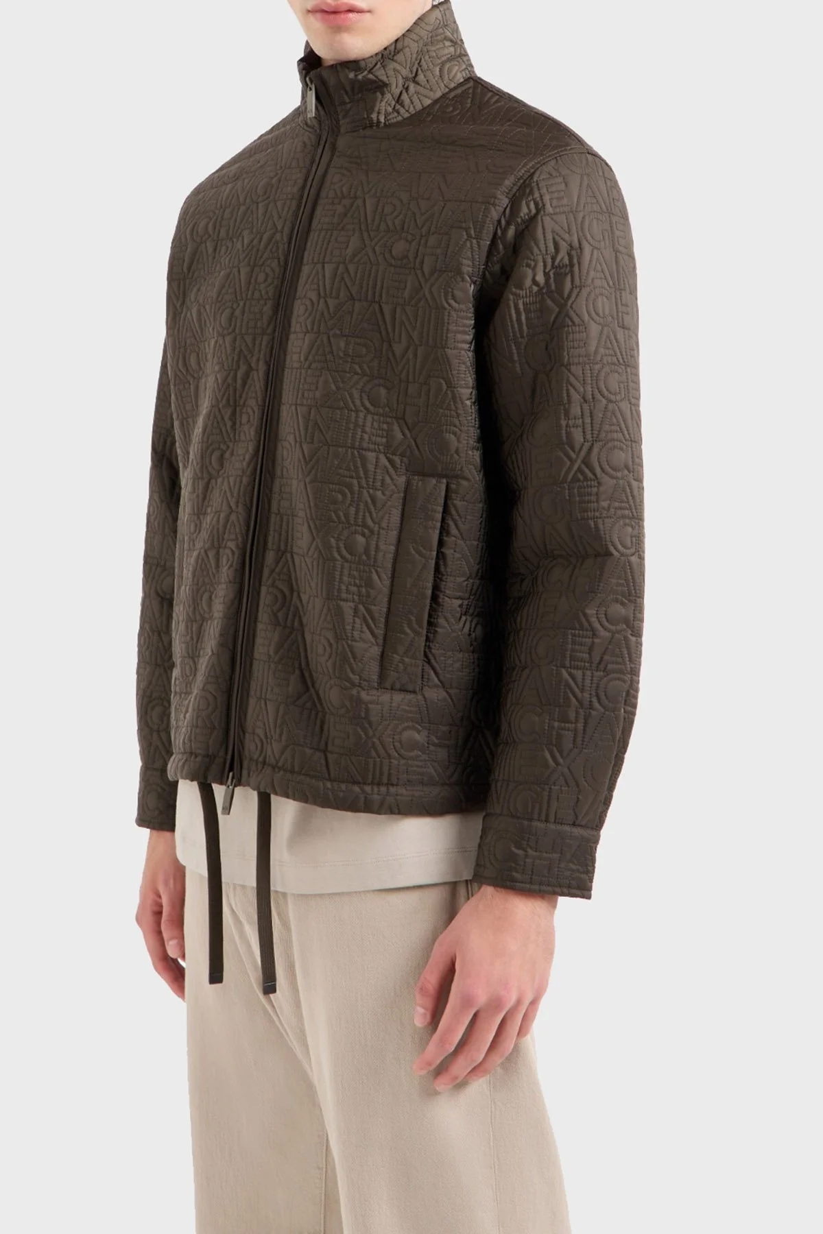 Armani Exchange Logolu Regular Fit Dik Yaka Erkek Mont 6DZB10 ZN4XZ 1897 HAKİ - 1