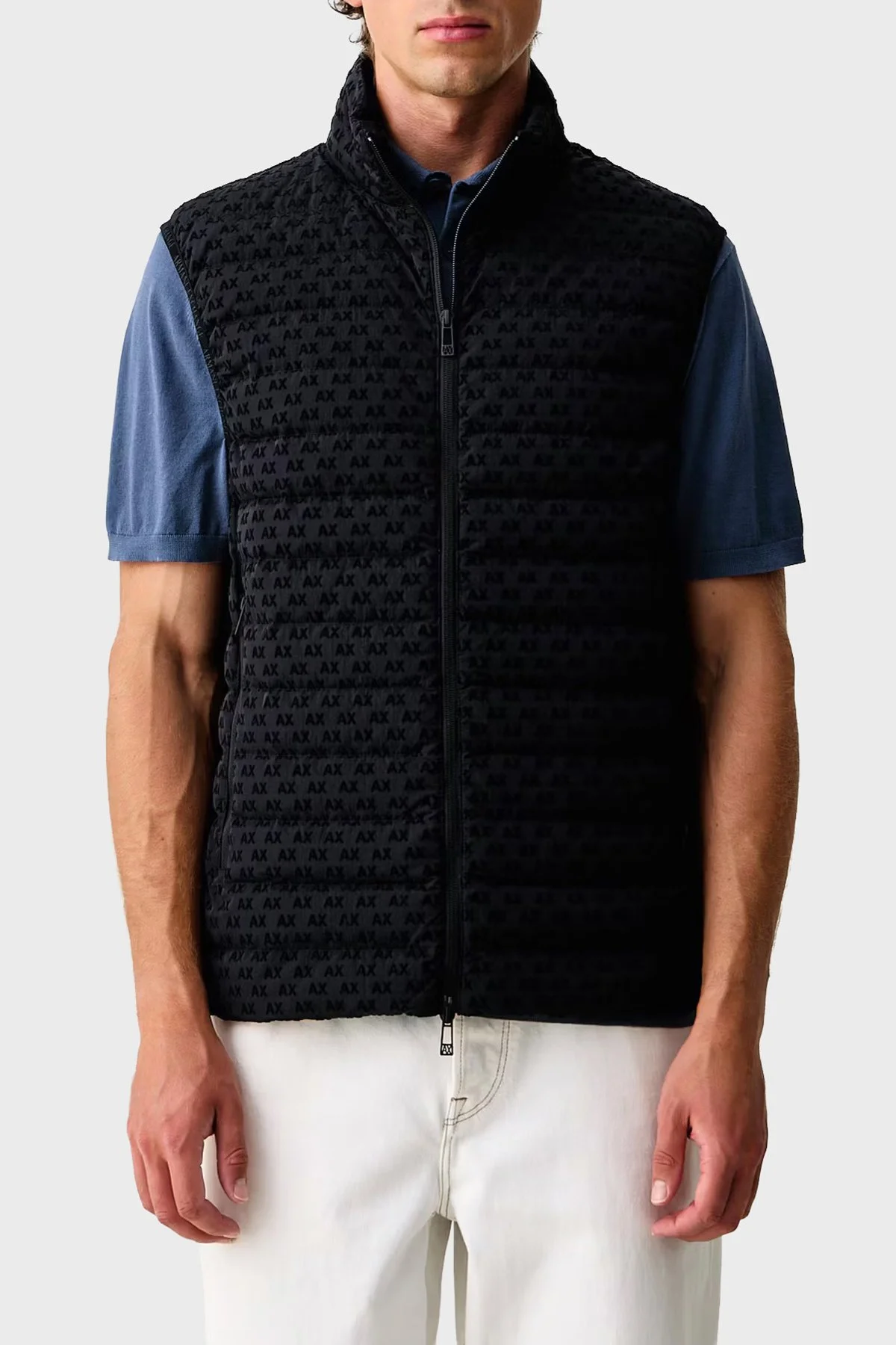 Armani Exchange Logolu Regular Fit Dik Yaka Fermuarlı Erkek Yelek XM003511 AF19870 UB101 Lacivert - 1