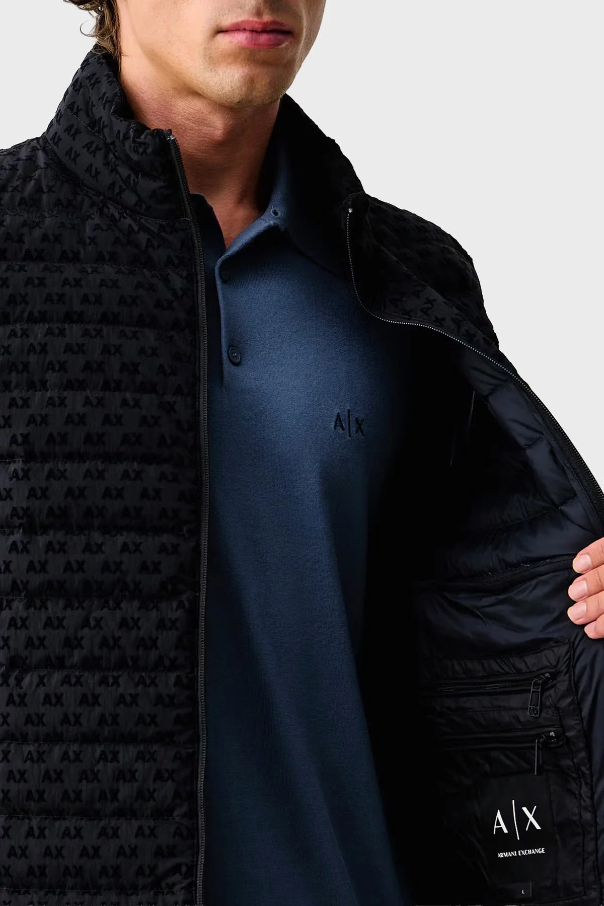 Armani Exchange Logolu Regular Fit Dik Yaka Fermuarlı Erkek Yelek XM003511 AF19870 UB101 Lacivert - 6