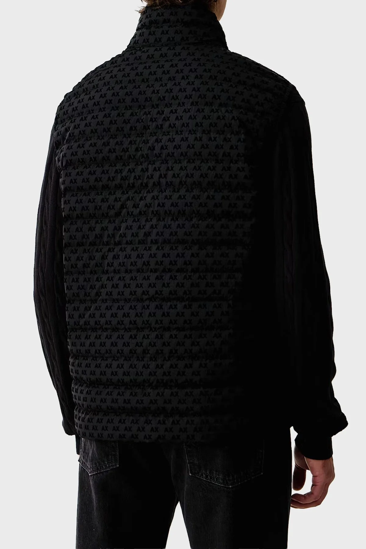Armani Exchange Logolu Regular Fit Dik Yaka Fermuarlı Erkek Yelek XM003511 AF19870 UC001 Siyah - 3