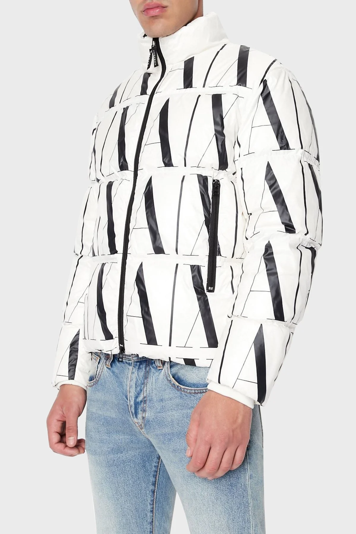 Armani Exchange Logolu Regular Fit Fermuarlı Şişme Erkek Mont 8NZBP8 ZNULZ 21BE BEYAZ - 1