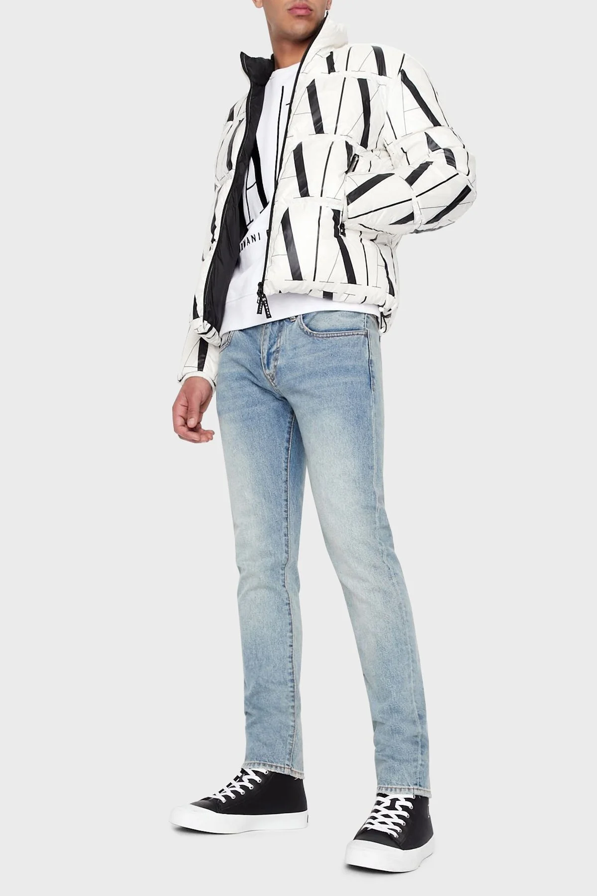 Armani Exchange Logolu Regular Fit Fermuarlı Şişme Erkek Mont 8NZBP8 ZNULZ 21BE BEYAZ - 3