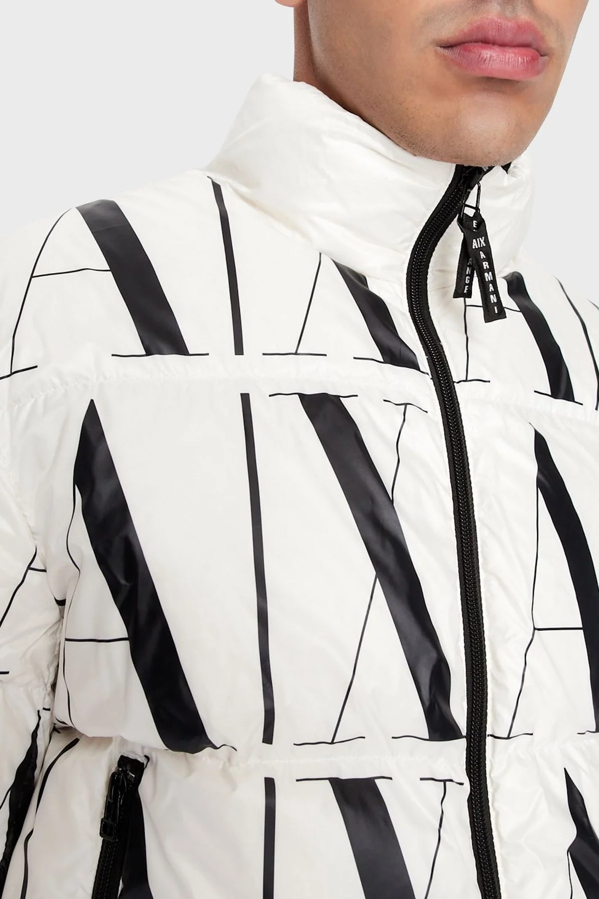 Armani Exchange Logolu Regular Fit Fermuarlı Şişme Erkek Mont 8NZBP8 ZNULZ 21BE BEYAZ - 5
