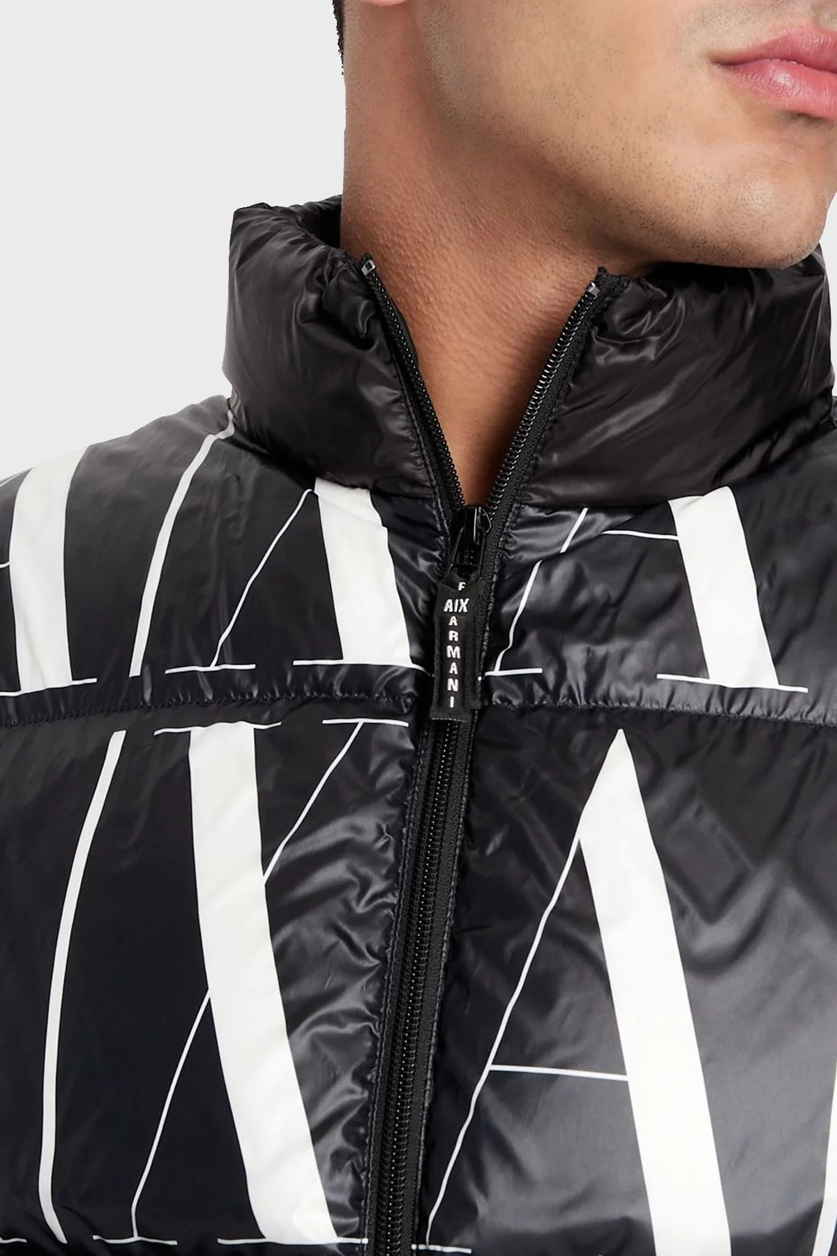 Armani Exchange Logolu Regular Fit Fermuarlı Şişme Erkek Mont 8NZBP8 ZNULZ 22AR SİYAH-BEYAZ - 5