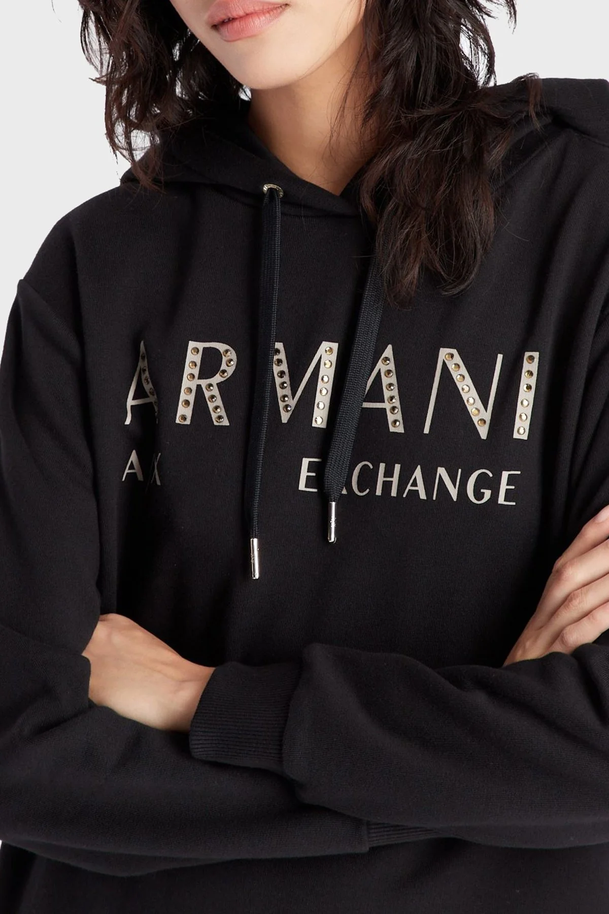 Armani Exchange Logolu Regular Fit Kapüşonlu % 100 Organik Pamuklu Bayan Elbise 6LYA78 YJ5TZ 1200 SİYAH - 2