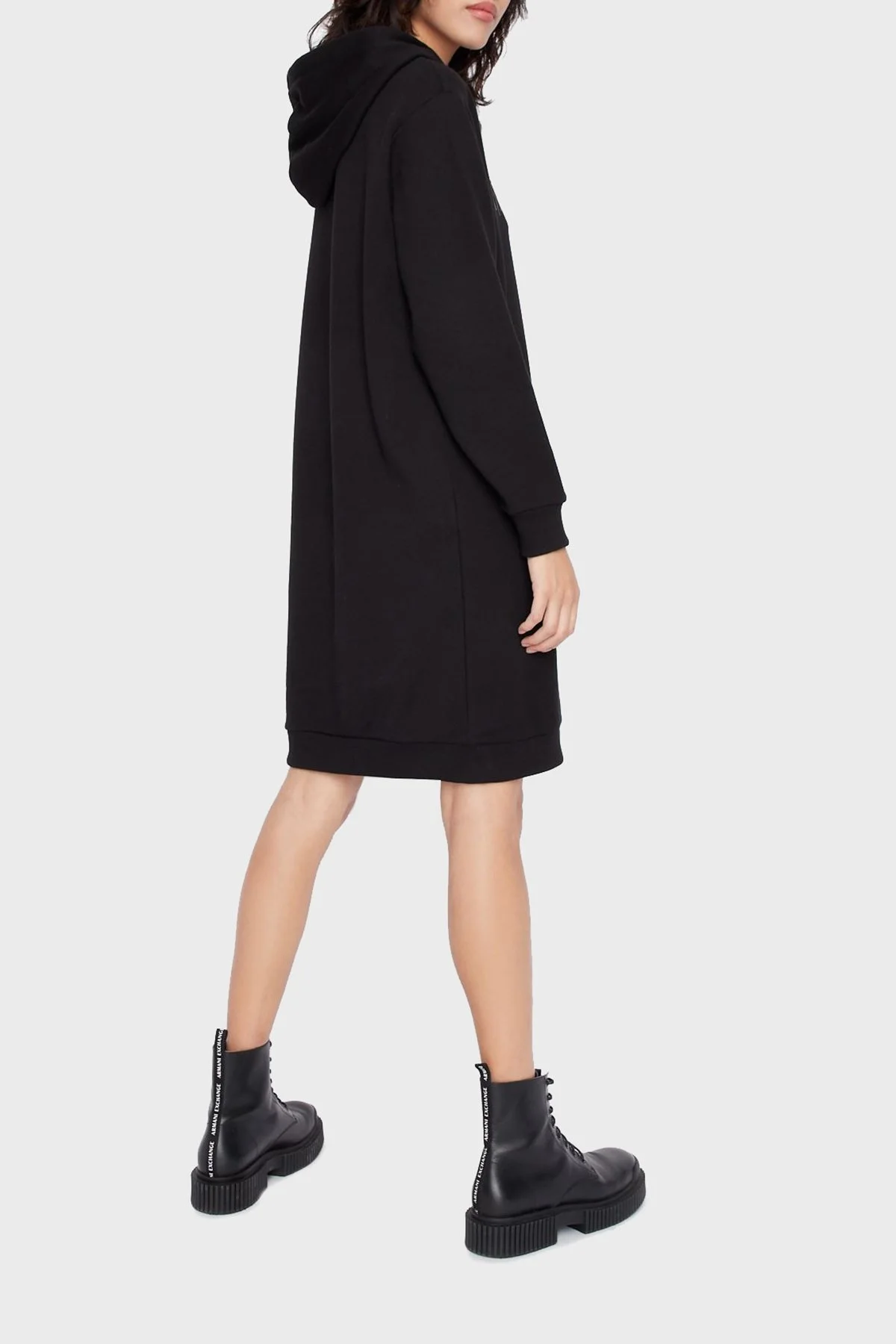 Armani Exchange Logolu Regular Fit Kapüşonlu % 100 Organik Pamuklu Bayan Elbise 6LYA78 YJ5TZ 1200 SİYAH - 3