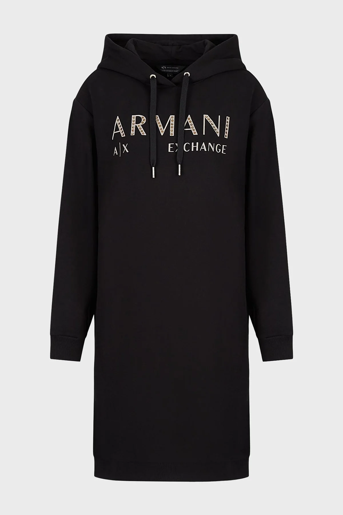 Armani Exchange Logolu Regular Fit Kapüşonlu % 100 Organik Pamuklu Bayan Elbise 6LYA78 YJ5TZ 1200 SİYAH - 4