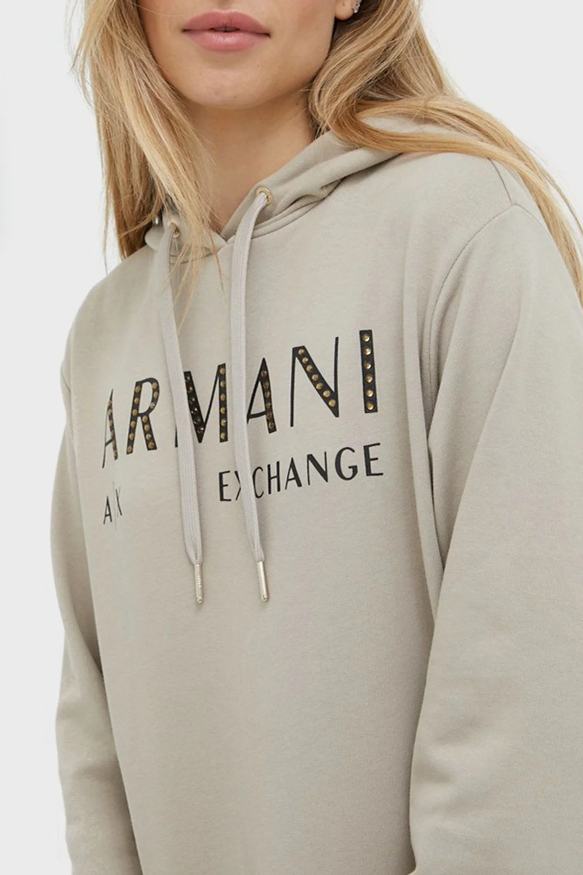 Armani Exchange Logolu Regular Fit Kapüşonlu % 100 Organik Pamuklu Bayan Elbise 6LYA78 YJ5TZ 1768 BEJ - 5