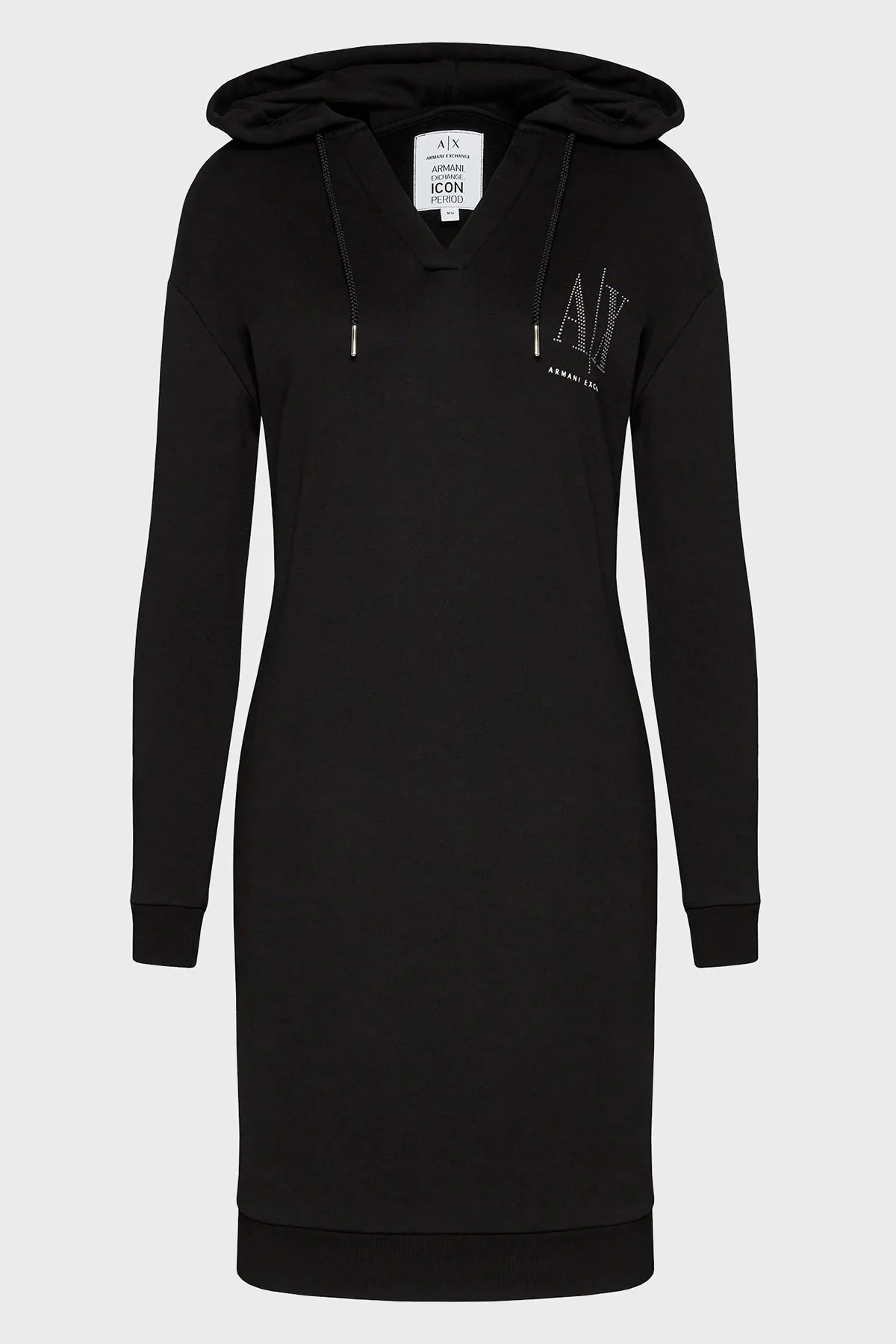 Armani Exchange Logolu Regular Fit Kapüşonlu % 100 Pamuk Bayan Elbise 8NYADY YJ68Z 8268 SİYAH - 5