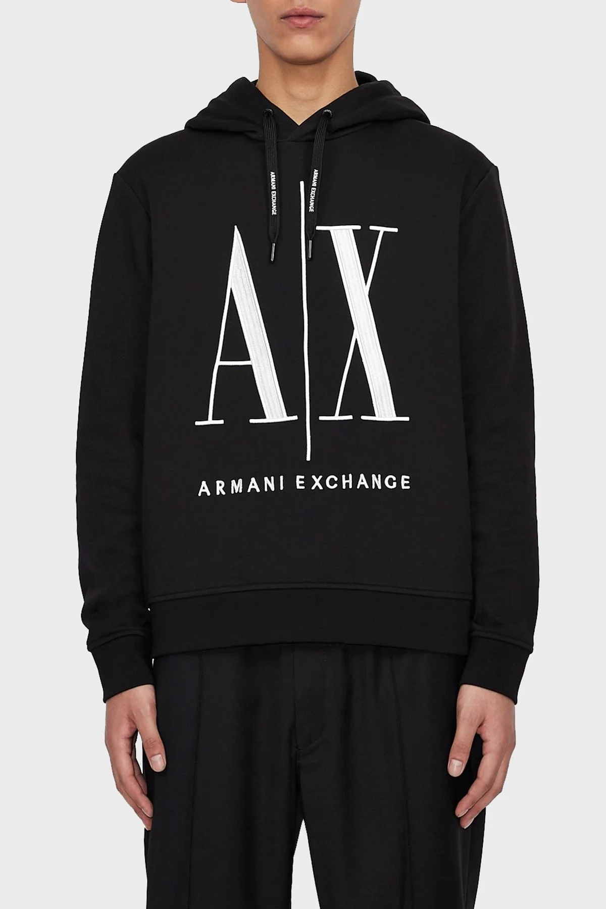 Armani Exchange Logolu Regular Fit Kapüşonlu % 100 Pamuk Erkek Sweat 8NZMPC ZJ1ZZ 1200 SİYAH - 1