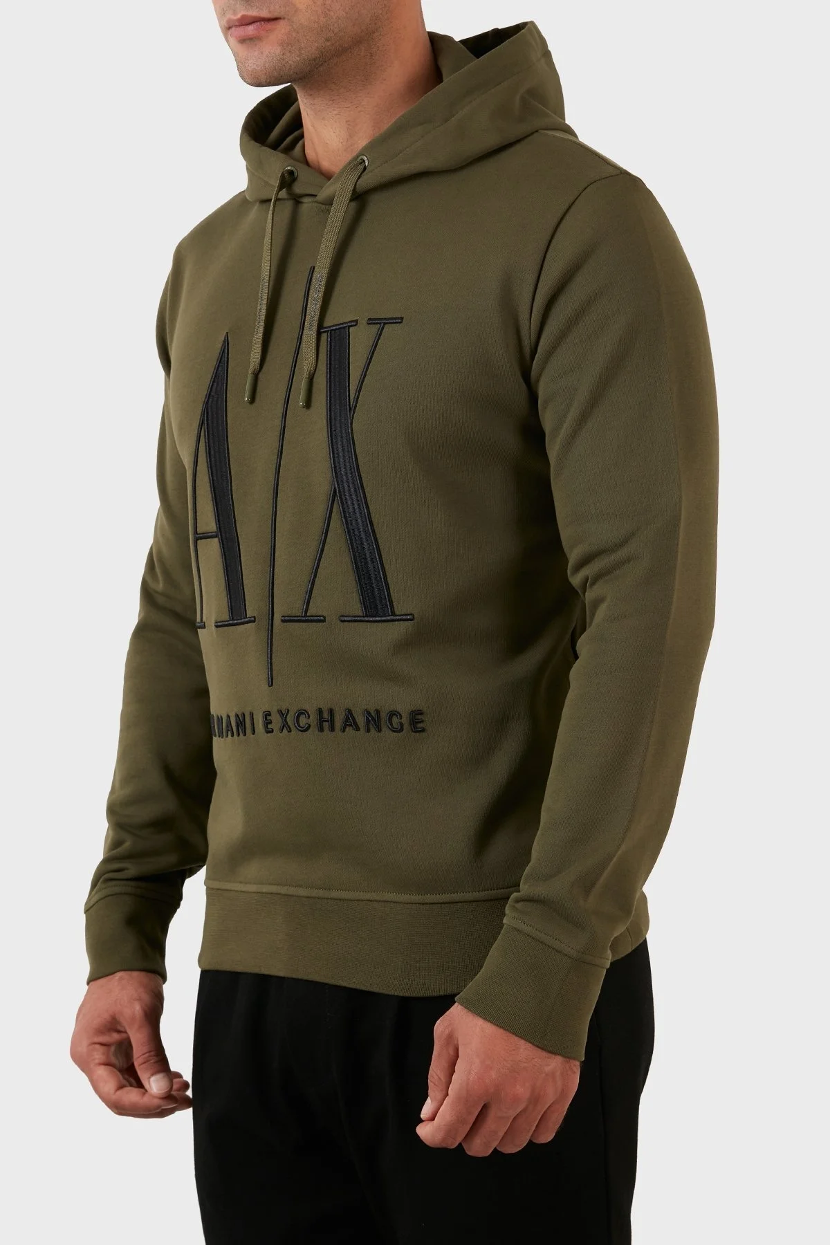 Armani Exchange Logolu Regular Fit Kapüşonlu % 100 Pamuk Erkek Sweat 8NZMPC ZJ1ZZ 1871 HAKİ - 2