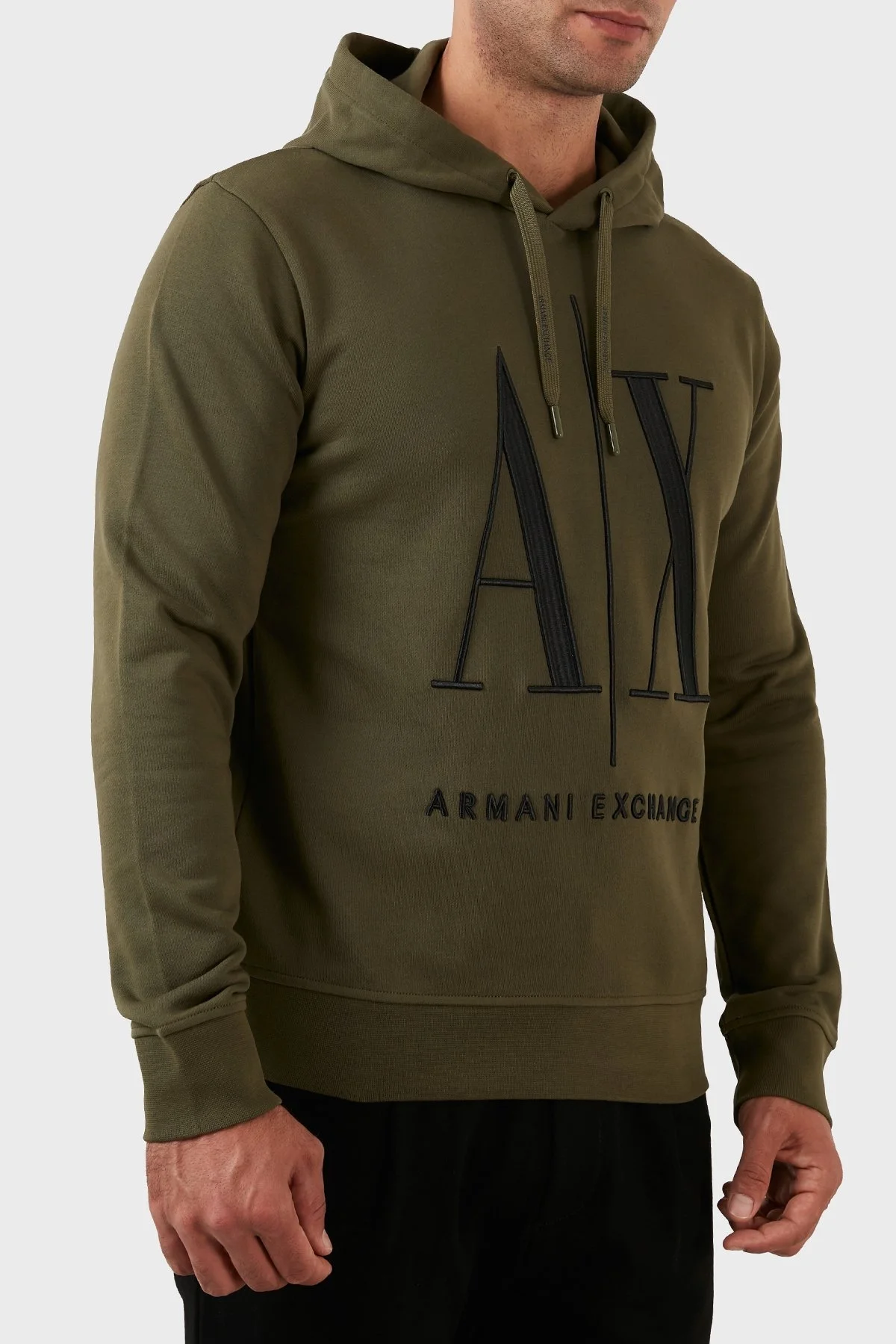 Armani Exchange Logolu Regular Fit Kapüşonlu % 100 Pamuk Erkek Sweat 8NZMPC ZJ1ZZ 1871 HAKİ - 3