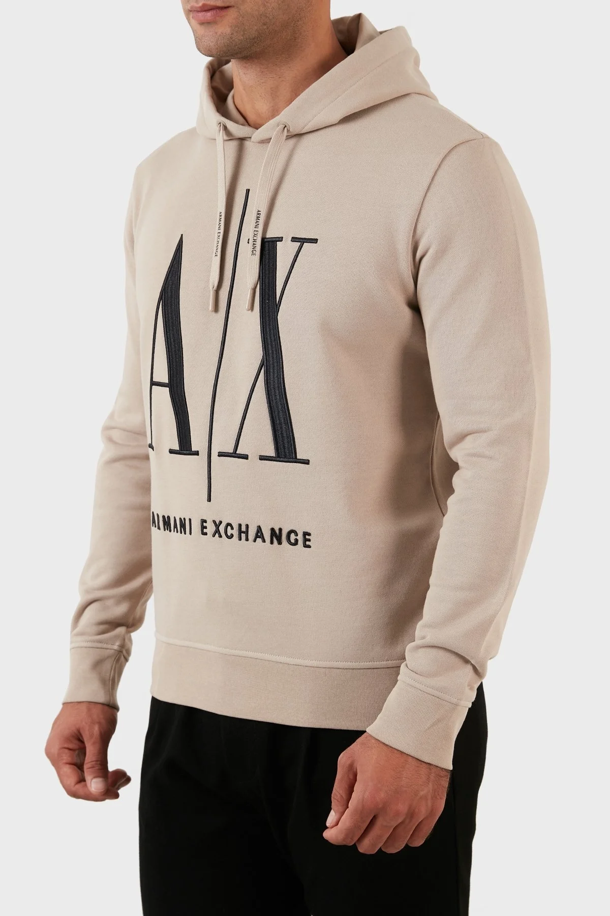 Armani Exchange Logolu Regular Fit Kapüşonlu % 100 Pamuk Erkek Sweat 8NZMPC ZJ1ZZ 6712 BEJ - 2