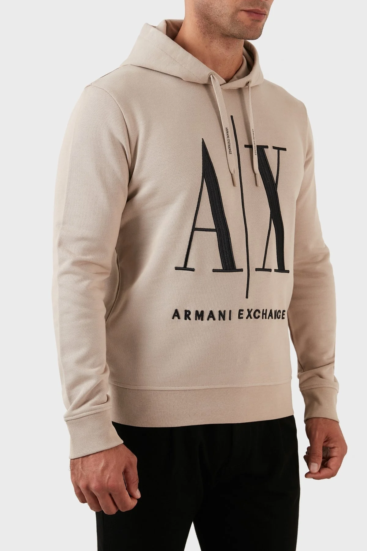 Armani Exchange Logolu Regular Fit Kapüşonlu % 100 Pamuk Erkek Sweat 8NZMPC ZJ1ZZ 6712 BEJ - 3