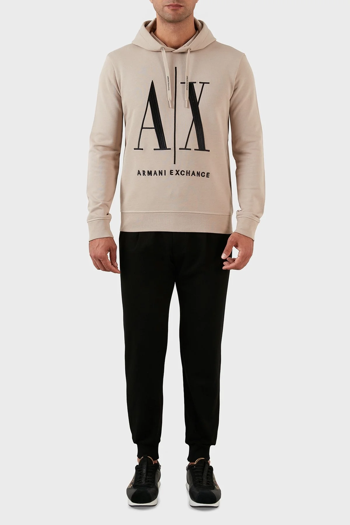 Armani Exchange Logolu Regular Fit Kapüşonlu % 100 Pamuk Erkek Sweat 8NZMPC ZJ1ZZ 6712 BEJ - 4