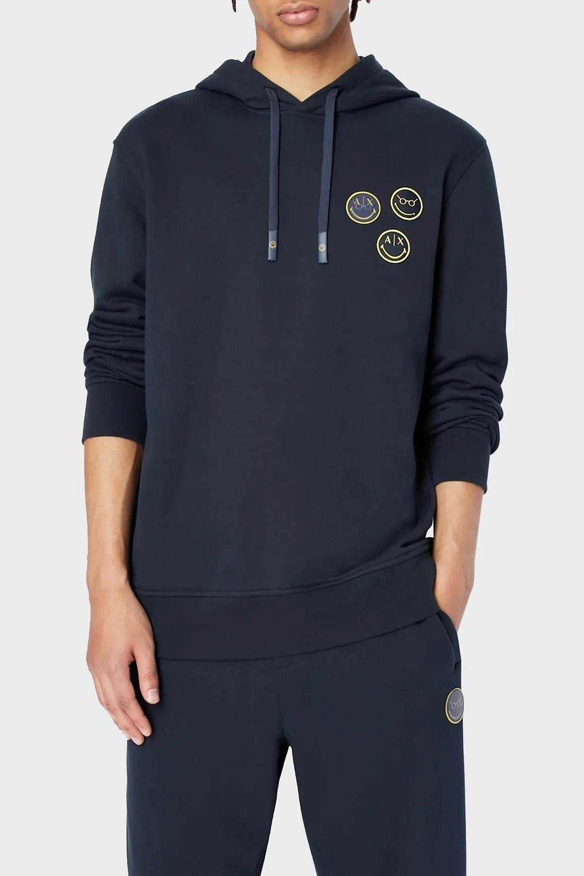 Armani Exchange Logolu Regular Fit Kapüşonlu Pamuklu Erkek Sweat 6LZMJC ZJ6HZ 1510 LACİVERT - 1