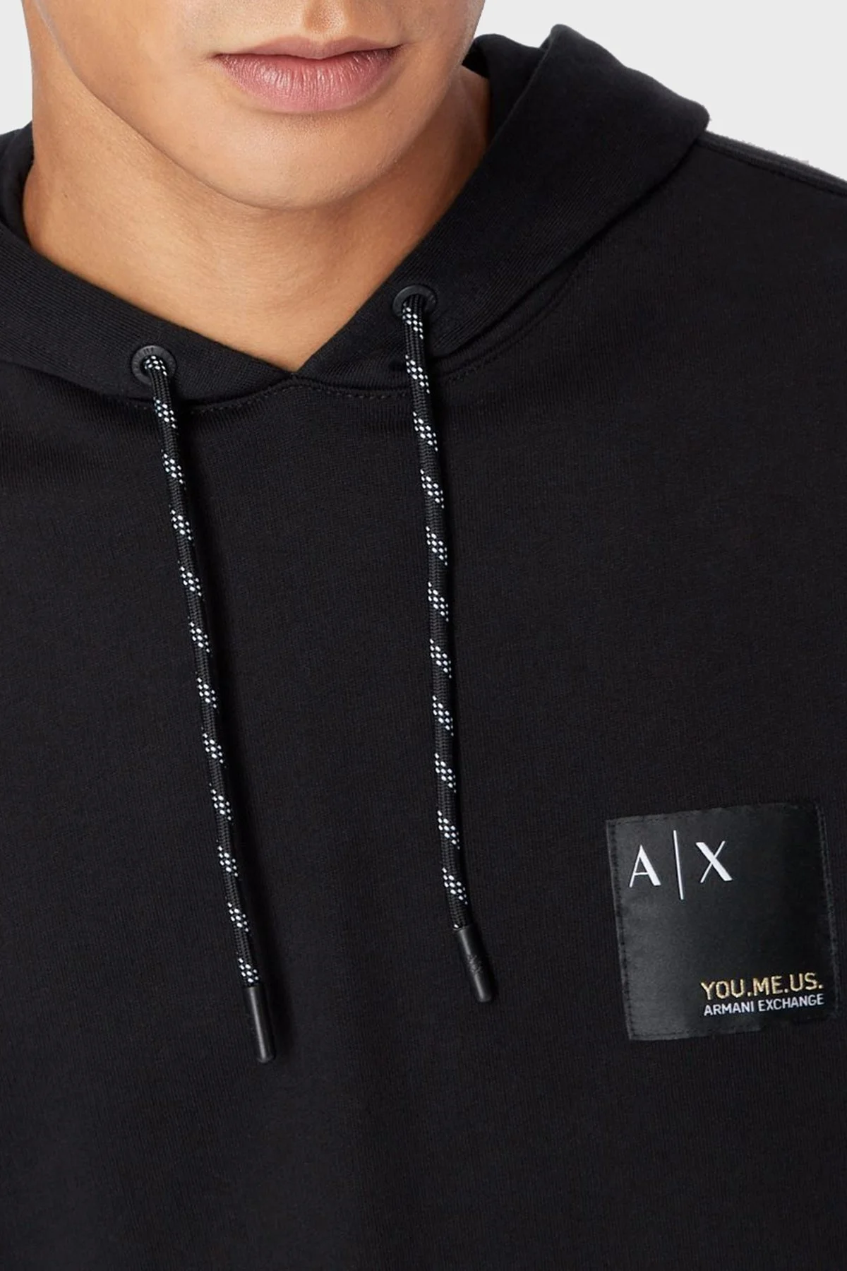 Armani Exchange Logolu Regular Fit Kapüşonlu Yaka % 100 Pamuk Erkek Sweat 6LZMAX ZJFAZ 1200 SİYAH - 2