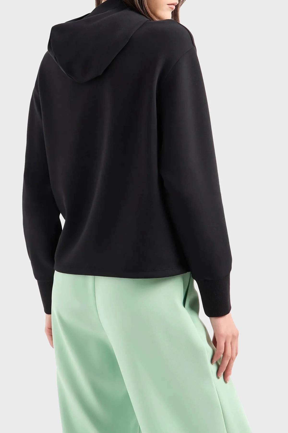 Armani Exchange Logolu Regular Fit Kapüşonlu Yaka Bayan Sweat 6DYM51 YJEGZ 1200 SİYAH - 2