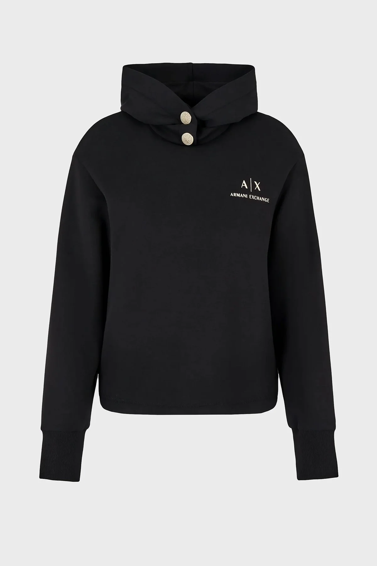 Armani Exchange Logolu Regular Fit Kapüşonlu Yaka Bayan Sweat 6DYM51 YJEGZ 1200 SİYAH - 5