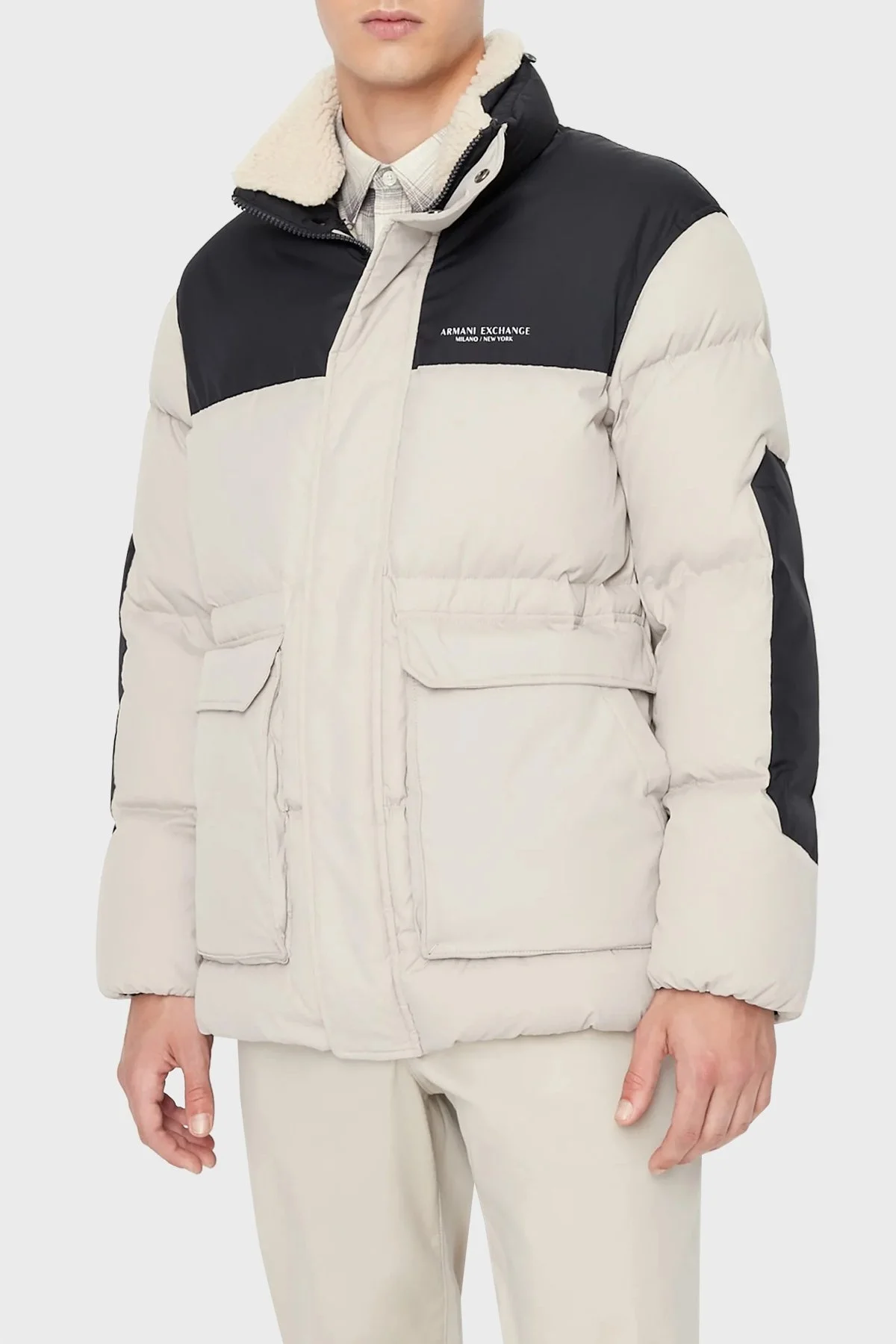 Armani Exchange Logolu Regular Fit Kuş Tüyü Dolgulu Dik Yaka Erkek Mont 6LZBL2 ZNWMZ 2786 BEJ - 1