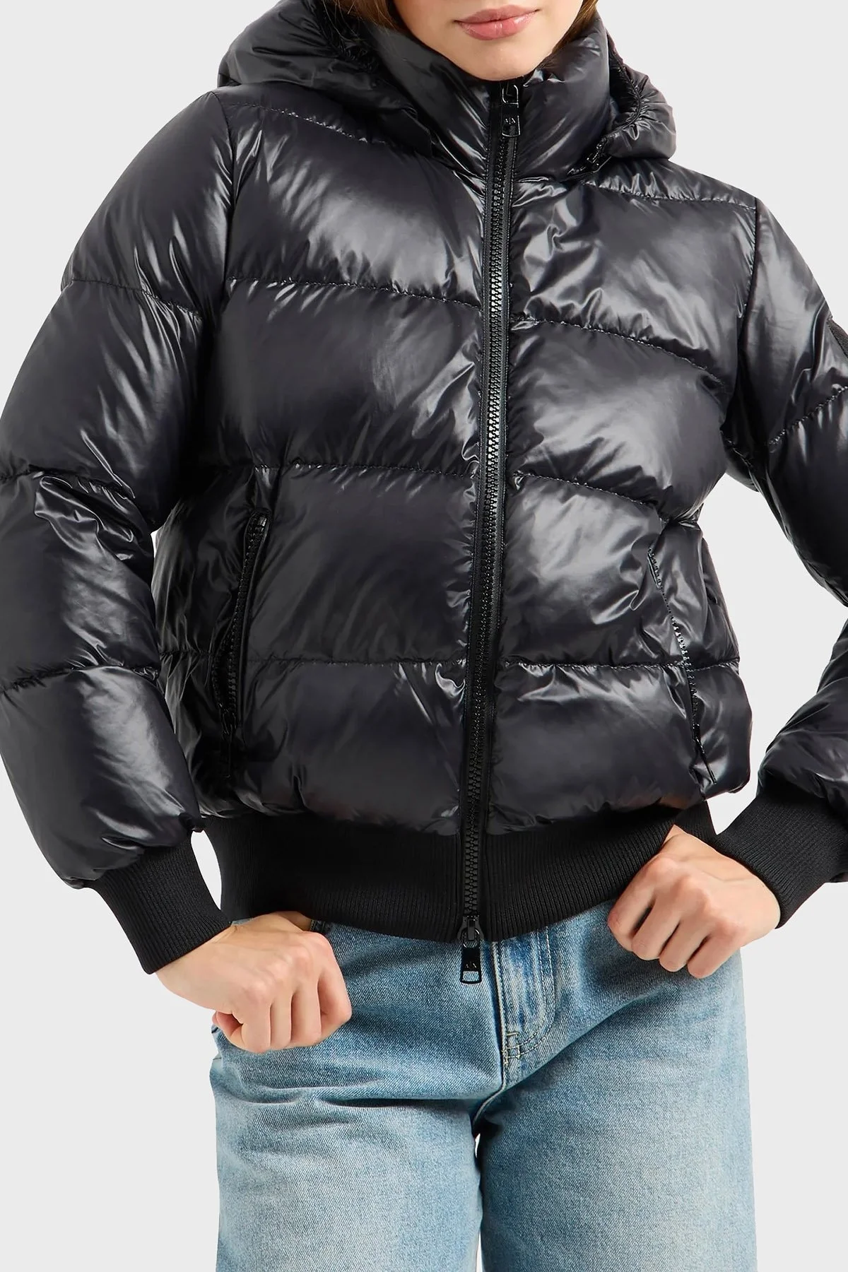 Armani Exchange Logolu Regular Fit Kuş Tüyü Dolgulu Şişme Bayan Mont XW000228 AF10860 UC001 SİYAH - 1