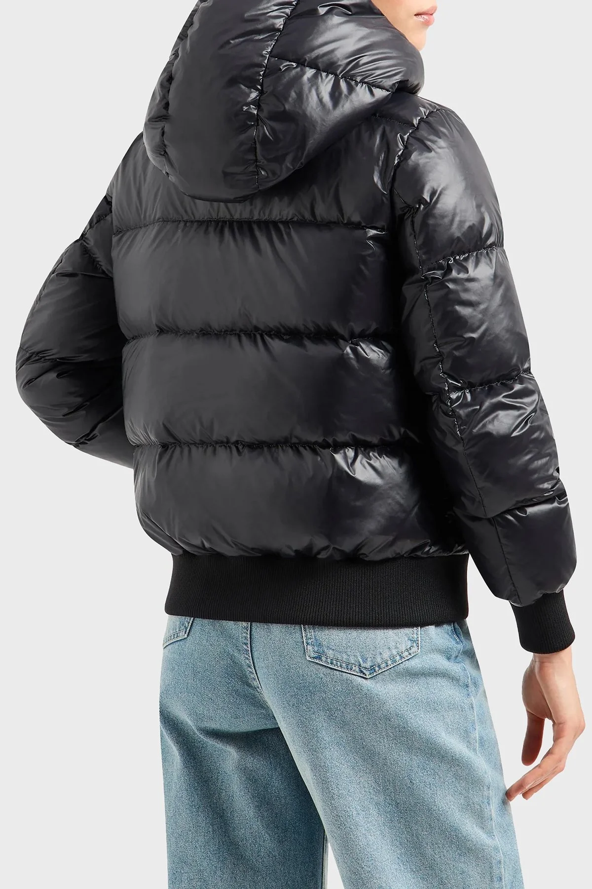 Armani Exchange Logolu Regular Fit Kuş Tüyü Dolgulu Şişme Bayan Mont XW000228 AF10860 UC001 SİYAH - 2