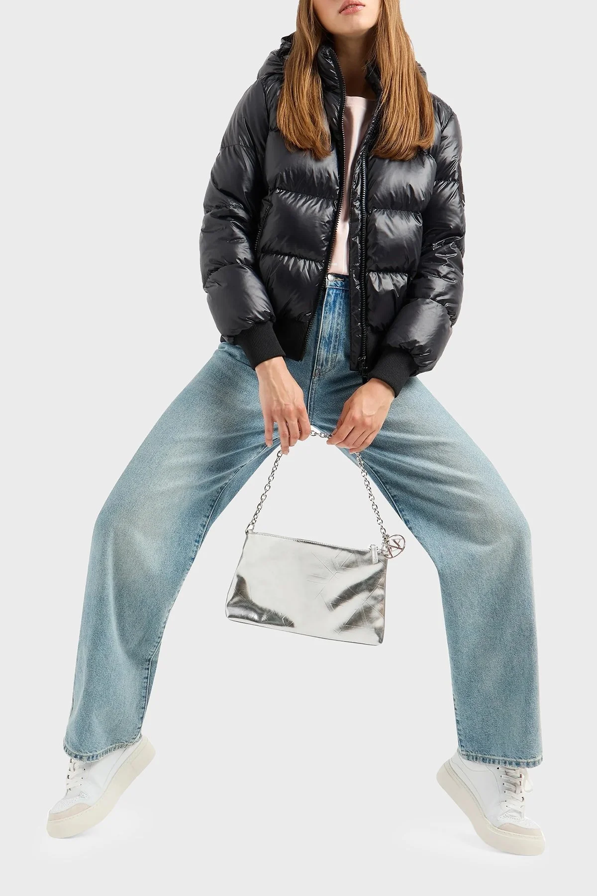 Armani Exchange Logolu Regular Fit Kuş Tüyü Dolgulu Şişme Bayan Mont XW000228 AF10860 UC001 SİYAH - 3