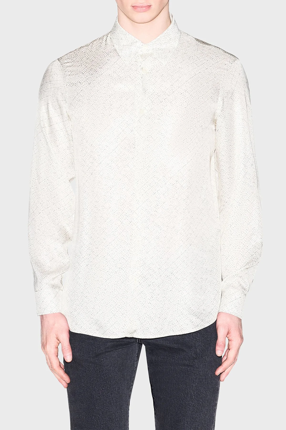 Armani Exchange Logolu Regular Fit Uzun Kollu Erkek Gömlek XM002280 AF13235 F1172 Bej - 1