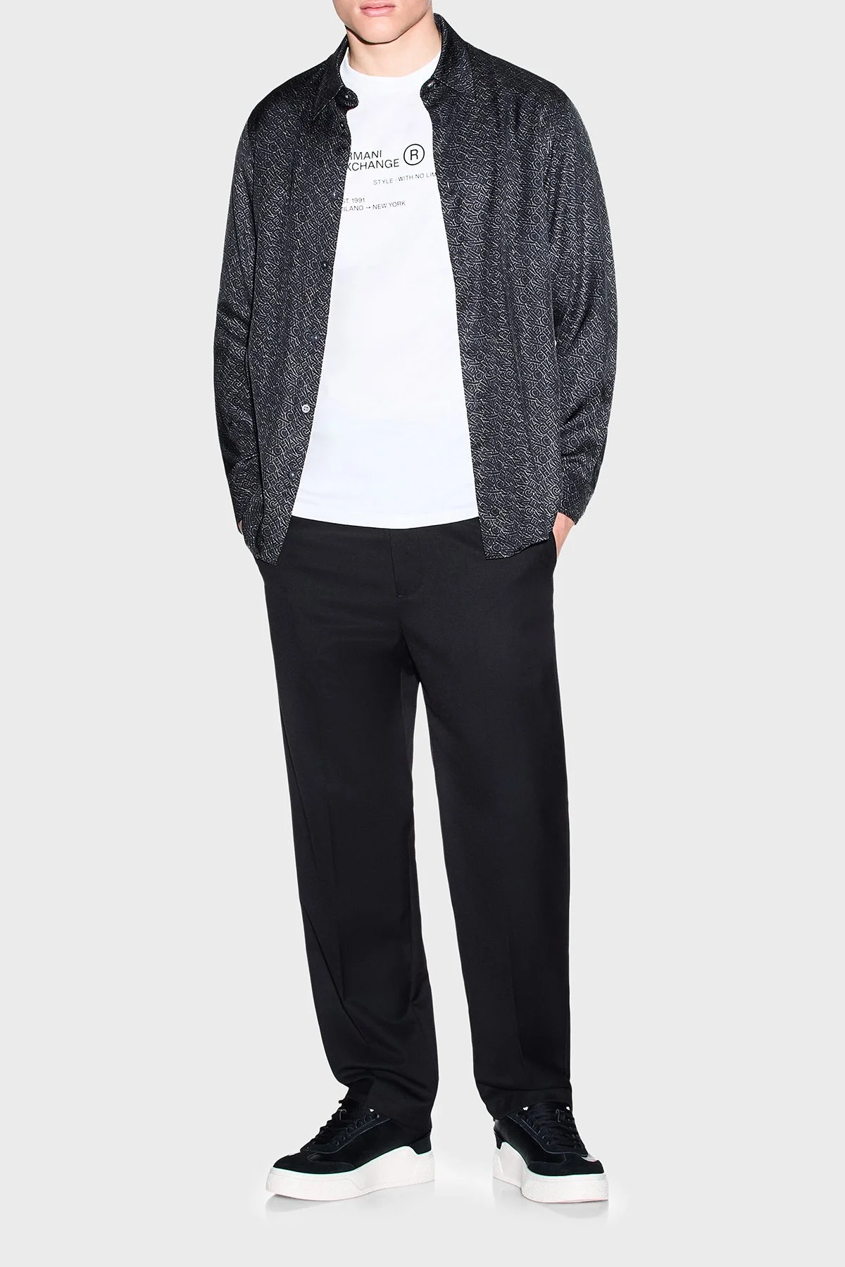 Armani Exchange Logolu Regular Fit Uzun Kollu Erkek Gömlek XM002280 AF13235 FC304 Siyah - 2