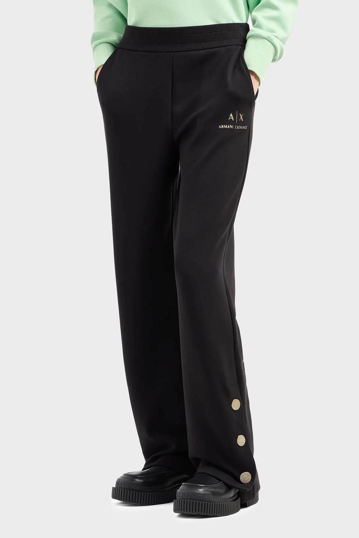 Armani Exchange Logolu Regular Fit Yüksek Bel Jogger Bayan Pantolon 6DYPGL YJEGZ 1200 SİYAH - 1
