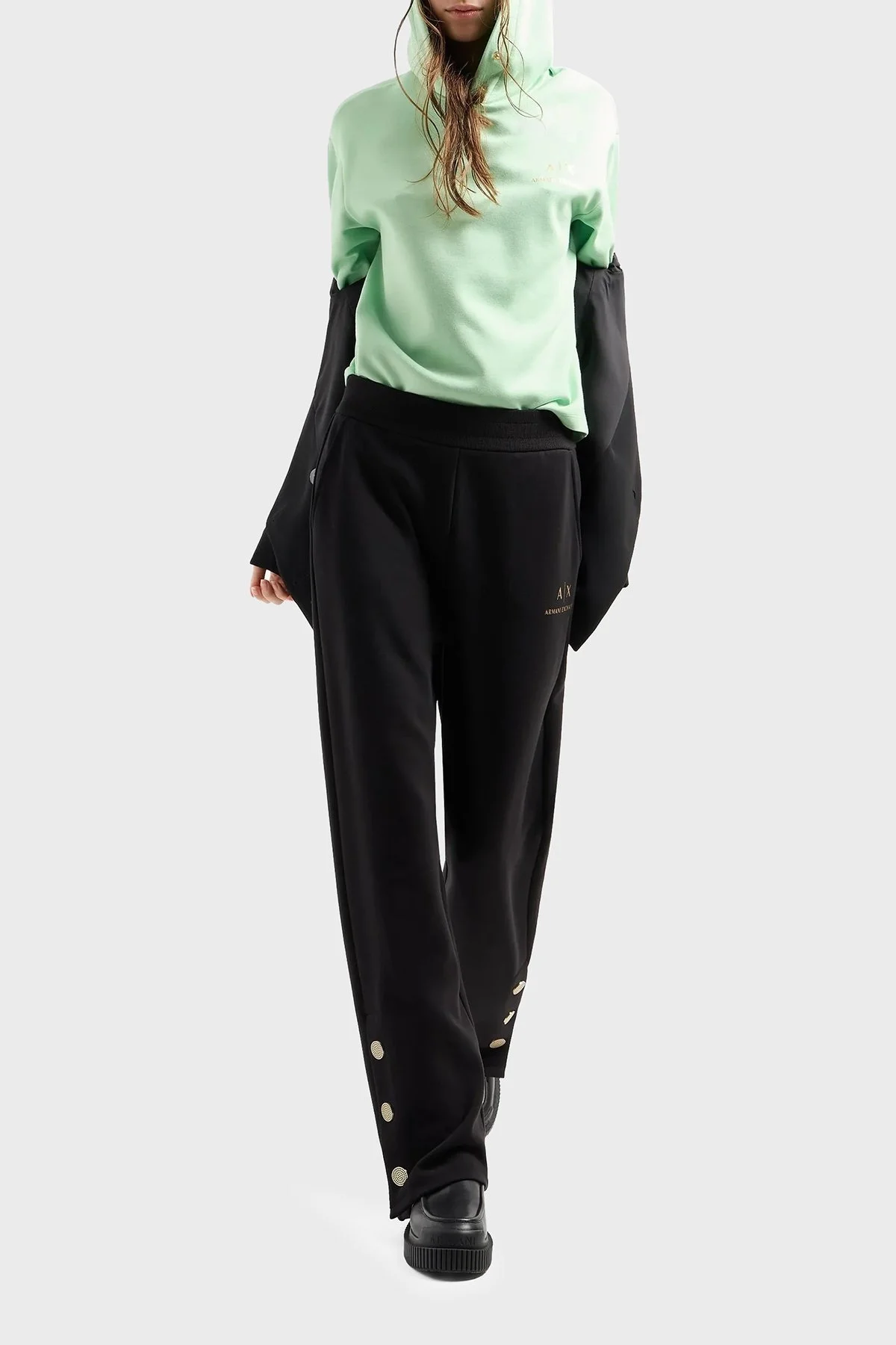 Armani Exchange Logolu Regular Fit Yüksek Bel Jogger Bayan Pantolon 6DYPGL YJEGZ 1200 SİYAH - 2