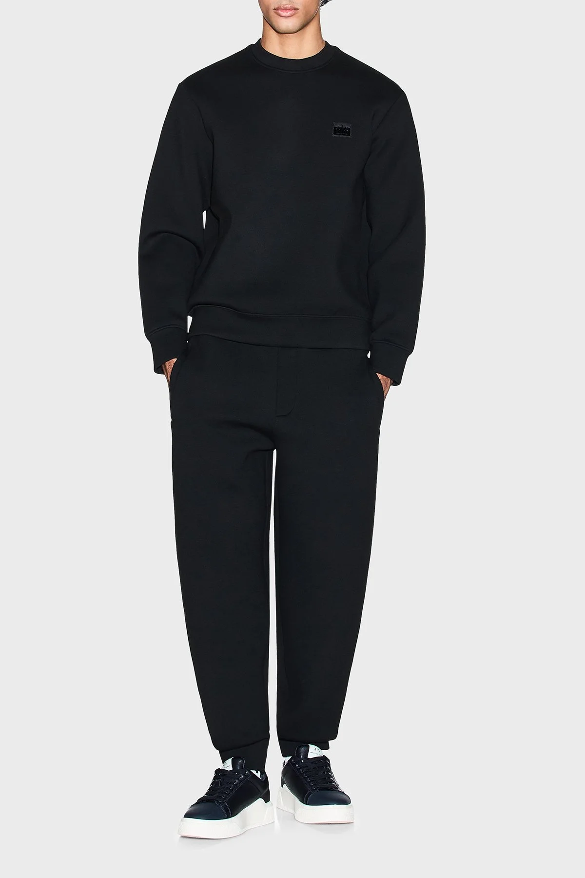 Armani Exchange Logolu Relaxed Fit Bisiklet Yaka Erkek Sweat XM001888 AF18746 UC001 SİYAH - 2