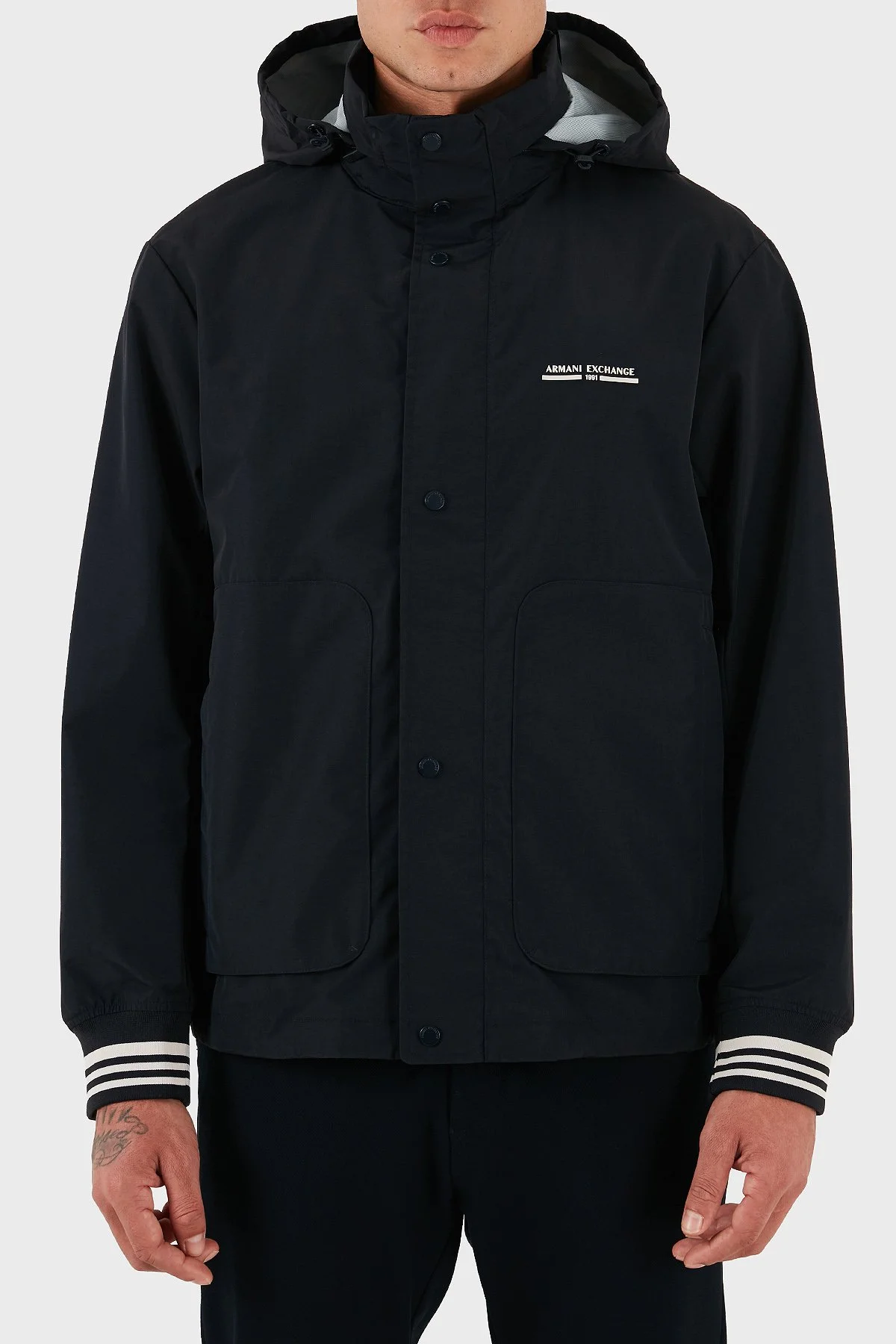 Armani Exchange Logolu Relaxed Fit Gizli Kapüşonlu Erkek Mont XM000932 AF15605 UB101 LACİVERT - 8