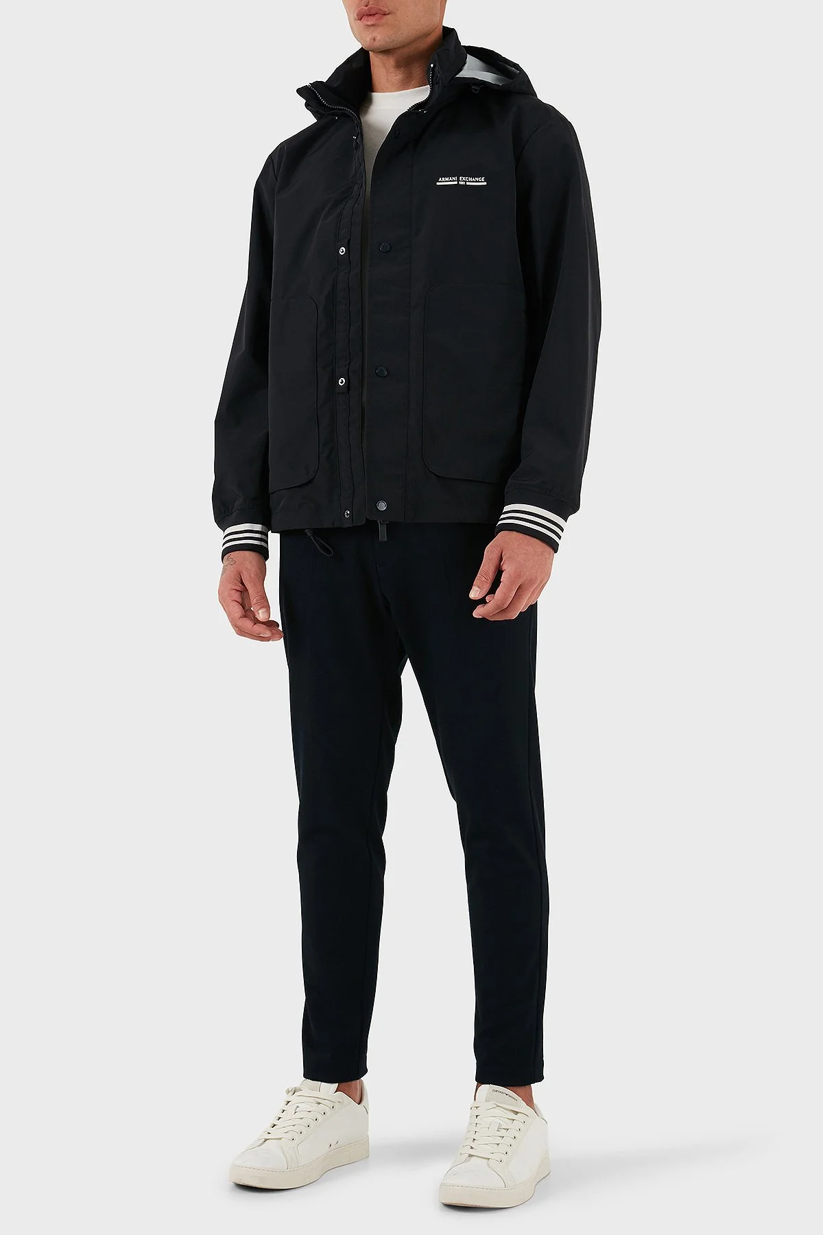 Armani Exchange Logolu Relaxed Fit Gizli Kapüşonlu Erkek Mont XM000932 AF15605 UB101 LACİVERT - 9