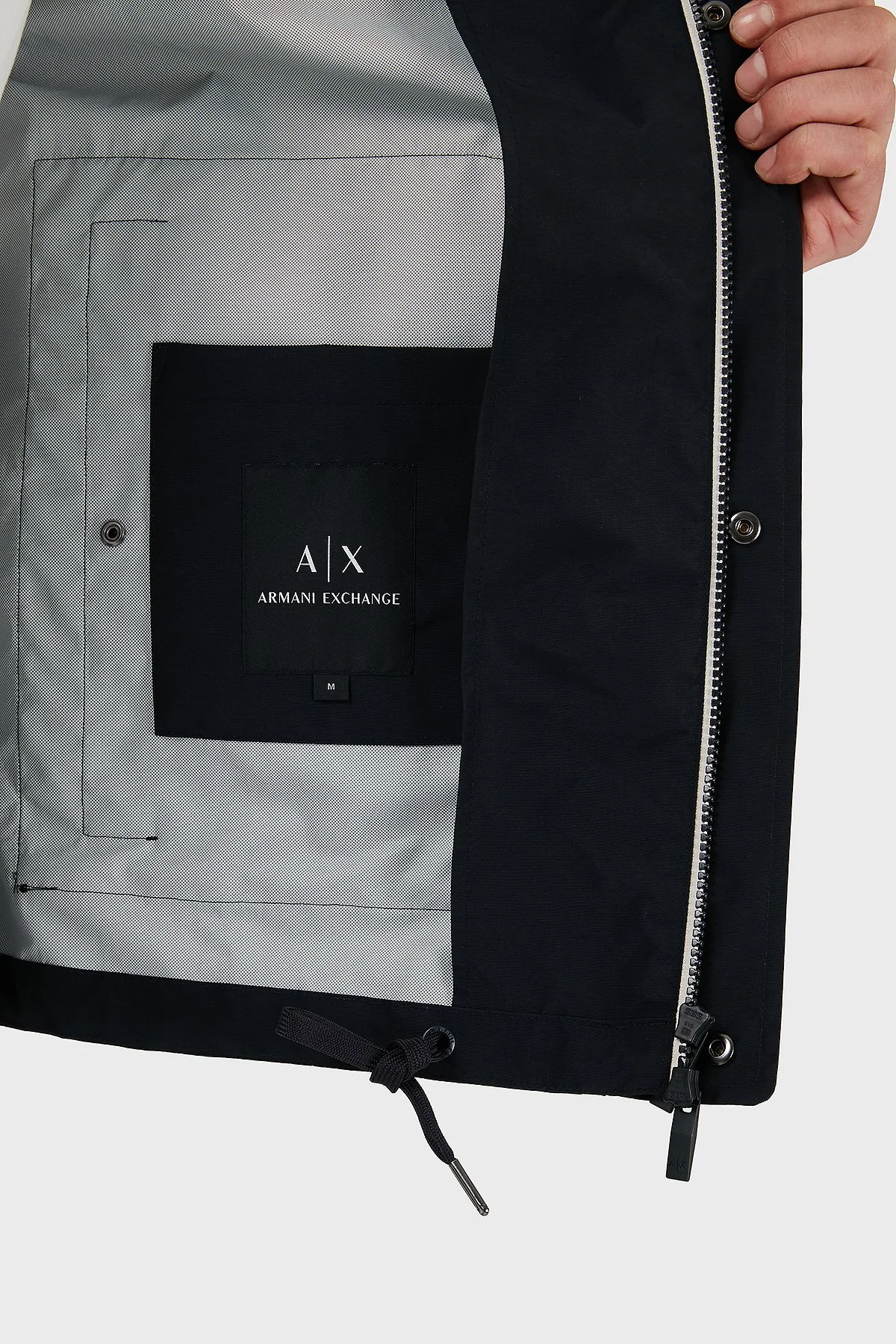 Armani Exchange Logolu Relaxed Fit Gizli Kapüşonlu Erkek Mont XM000932 AF15605 UB101 LACİVERT - 12