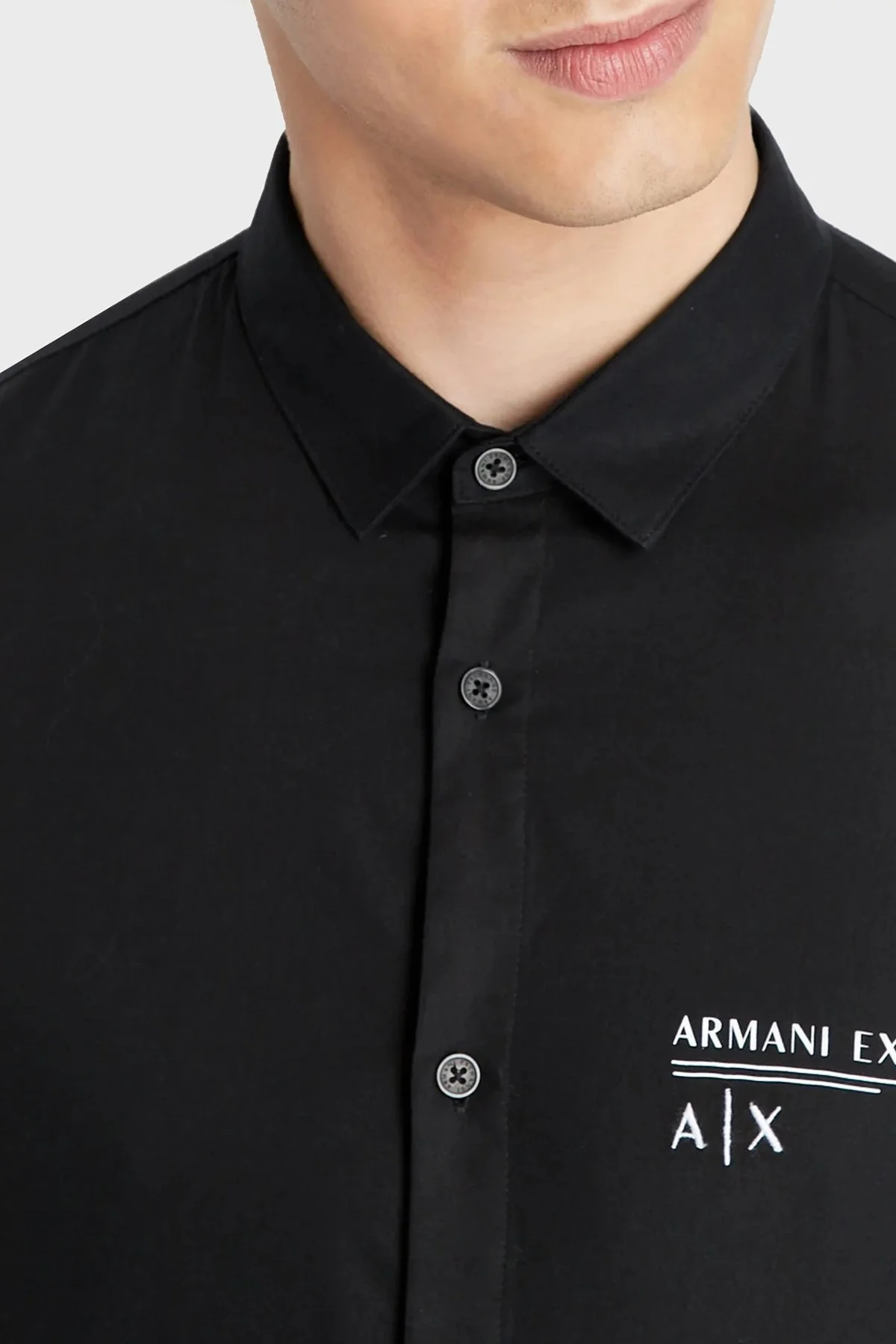 Armani Exchange Logolu Slim Fit % 100 Pamuk Erkek Gömlek 6LZC17 ZNWWZ 1200 SİYAH - 2