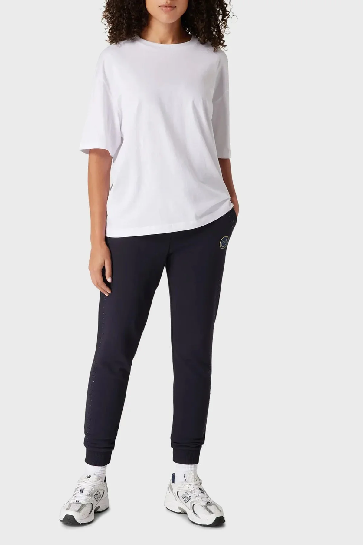 Armani Exchange Logolu Slim Fit Belden Bağlamalı Pamuklu Kadın Pantolon 6LYPAF YJ6PZ 1593 LACİVERT - 1