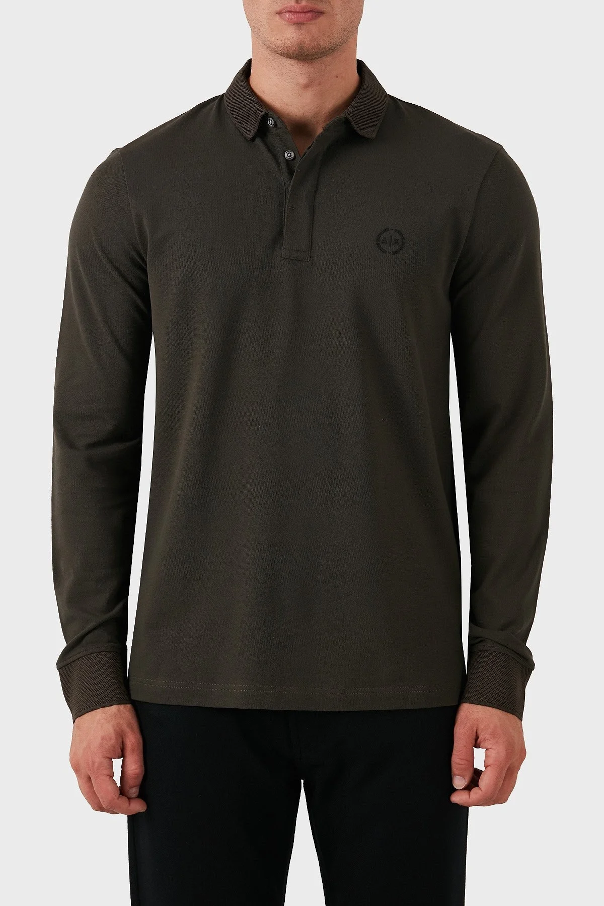 Armani Exchange Logolu Slim Fit Düğmeli Erkek Polo Yaka Sweat 8NZF79 ZJ81Z 1897 KOYU YEŞİL - 1