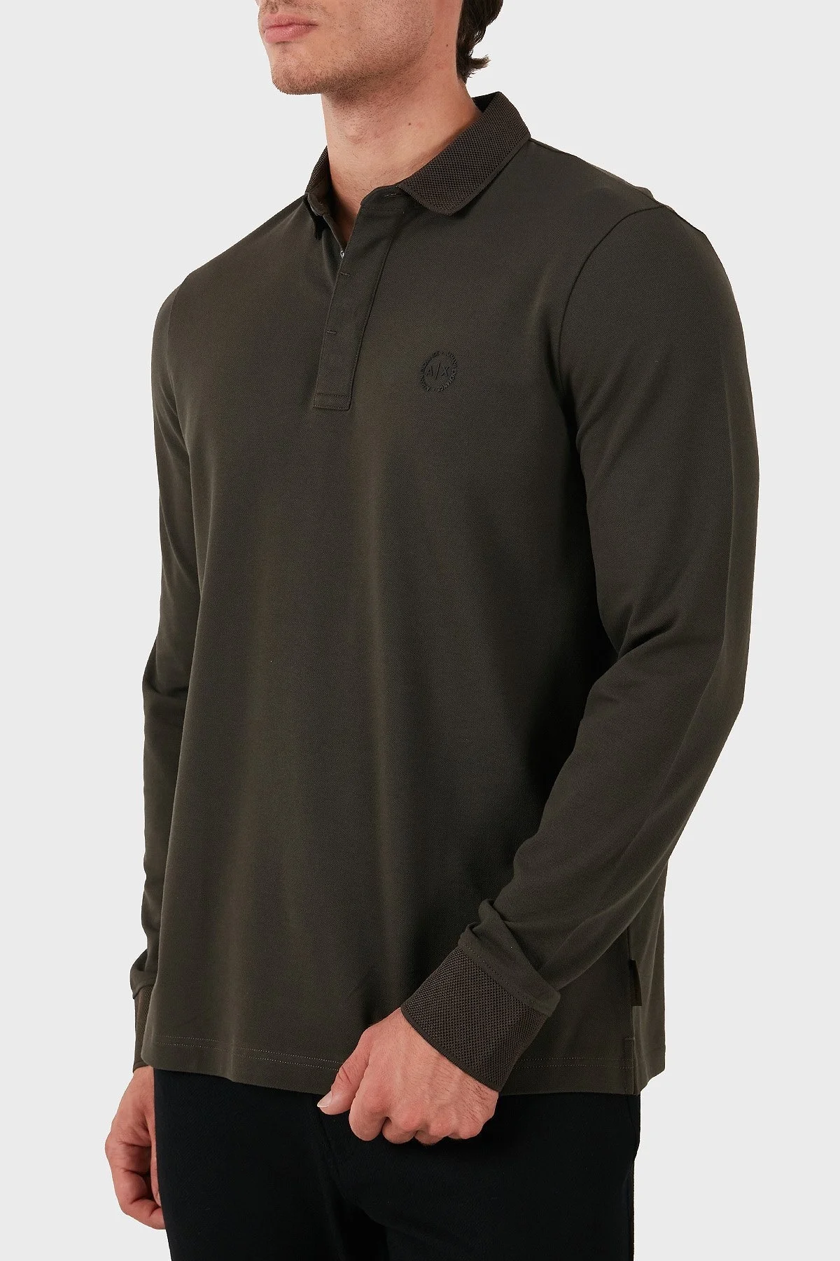 Armani Exchange Logolu Slim Fit Düğmeli Erkek Polo Yaka Sweat 8NZF79 ZJ81Z 1897 KOYU YEŞİL - 3