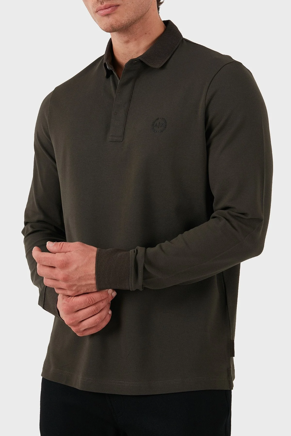 Armani Exchange Logolu Slim Fit Düğmeli Erkek Polo Yaka Sweat 8NZF79 ZJ81Z 1897 KOYU YEŞİL - 4