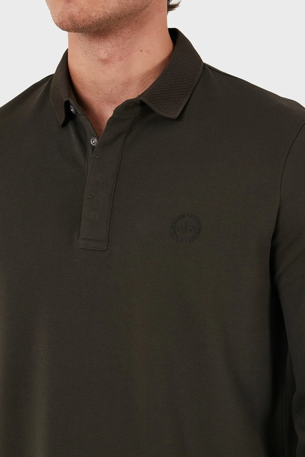 Armani Exchange Logolu Slim Fit Düğmeli Erkek Polo Yaka Sweat 8NZF79 ZJ81Z 1897 KOYU YEŞİL - 5