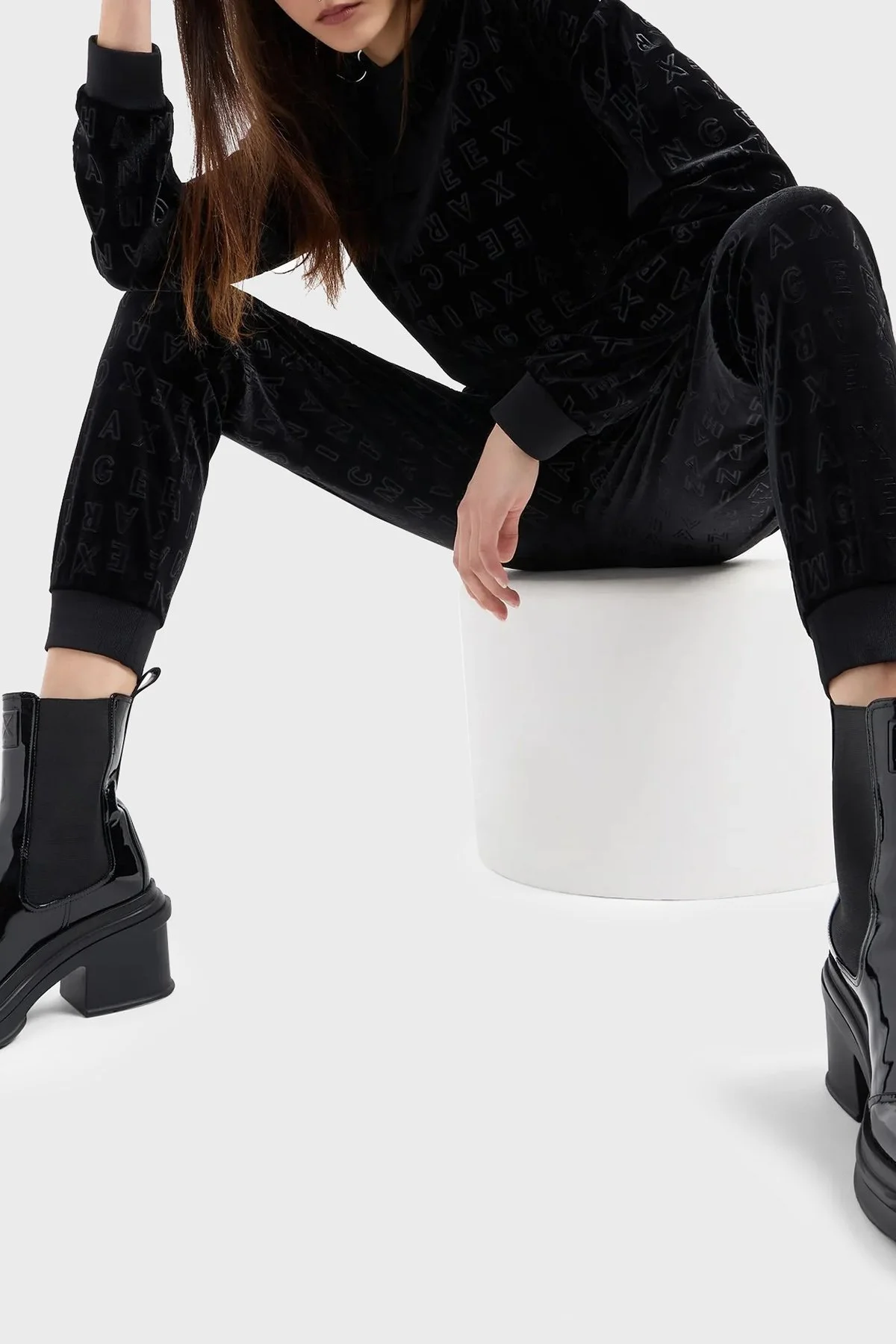 Armani Exchange Logolu Slim Fit Yüksek Bel Lastikli Paça Bayan Pantolon 6DYP94 YJLGZ 52AL SİYAH - 2