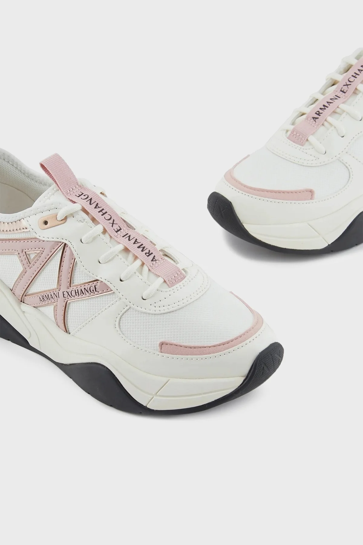 Armani Exchange Logolu Sneaker Bayan Ayakkabı XDX039 XV311 S619 BEYAZ-PUDRA - 4
