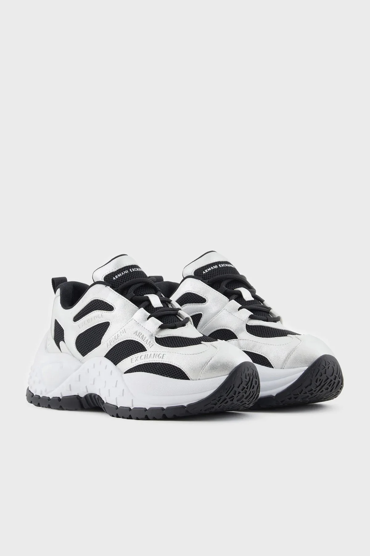 Armani Exchange Logolu Sneaker Bayan Ayakkabı XDX120 XV897 R571 GÜMÜŞ-SİYAH - 2